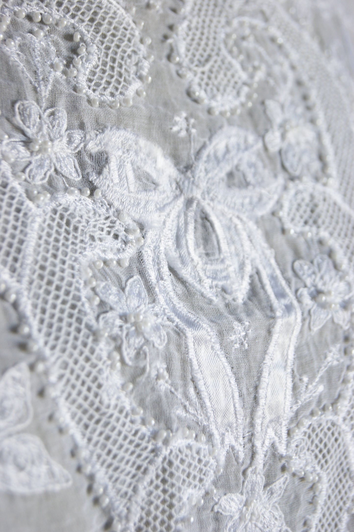 1980s Hand-Embroidered Cotton Blouse with Ribbon & Floral Motif