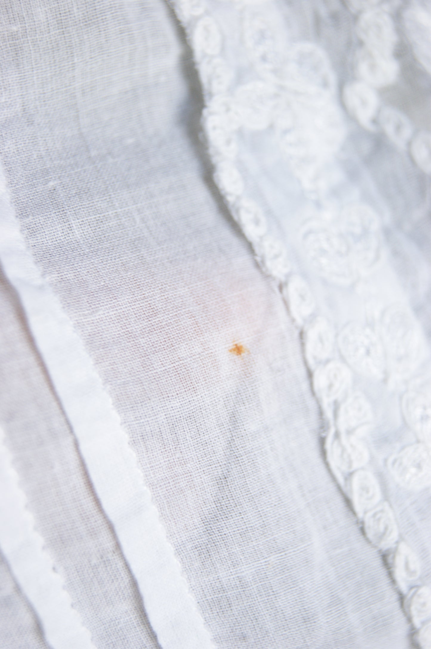 1980s Hand-Embroidered Cotton Blouse with Ribbon & Floral Motif