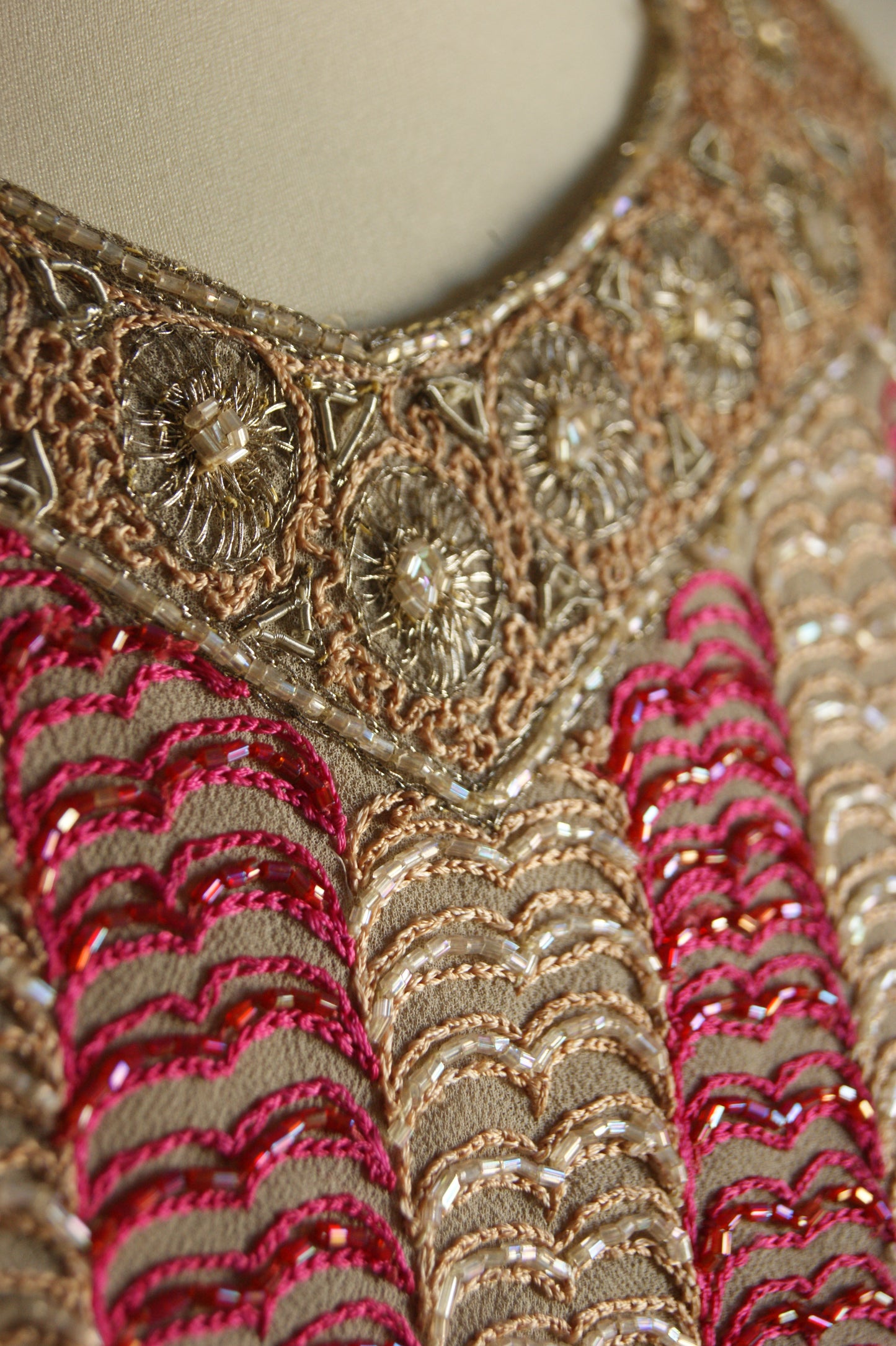 1960s Indian Hand-Embroidered Halter Blouse with Golden Zardozi Work