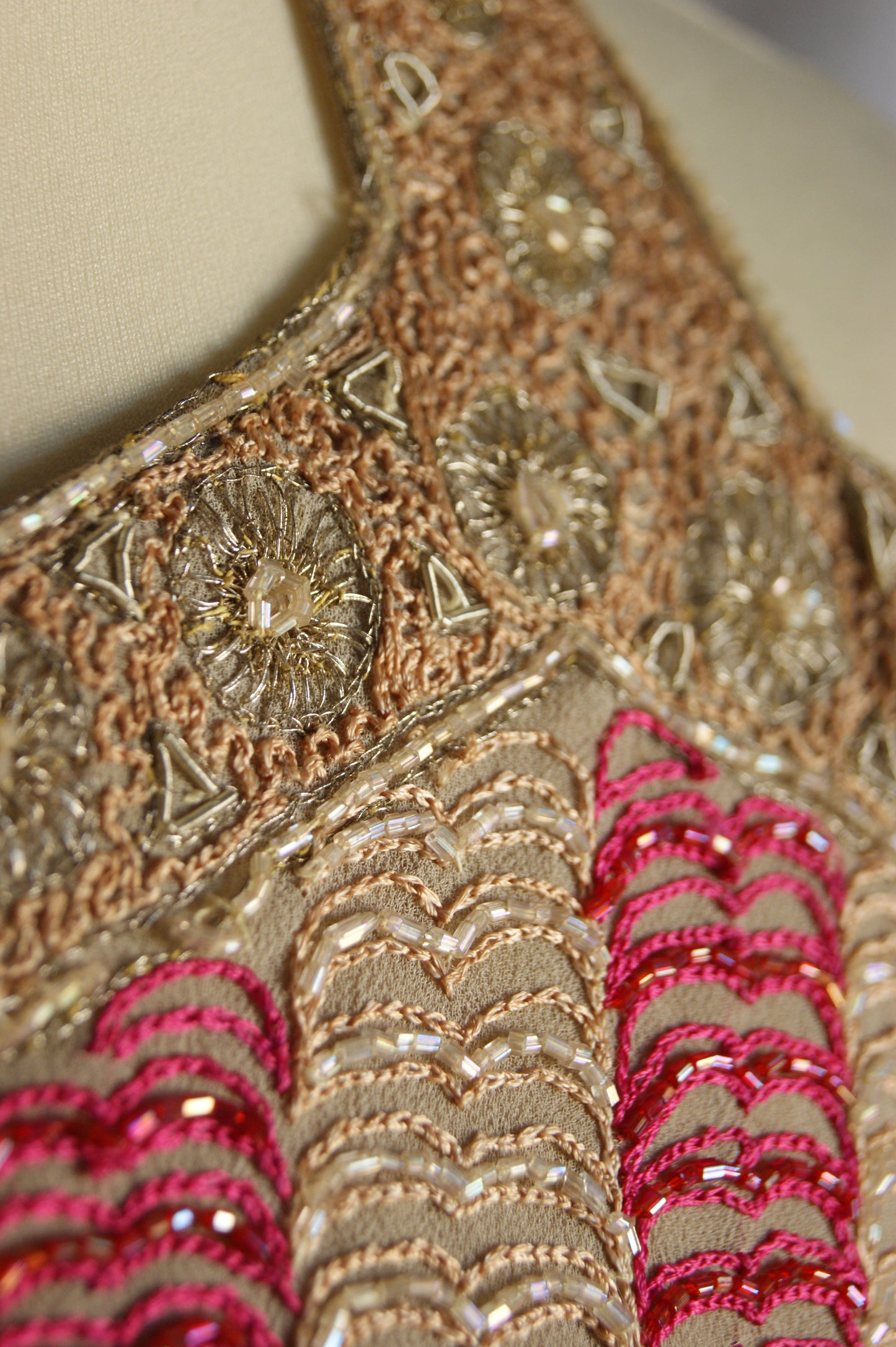 1960s Indian Hand-Embroidered Halter Blouse with Golden Zardozi Work