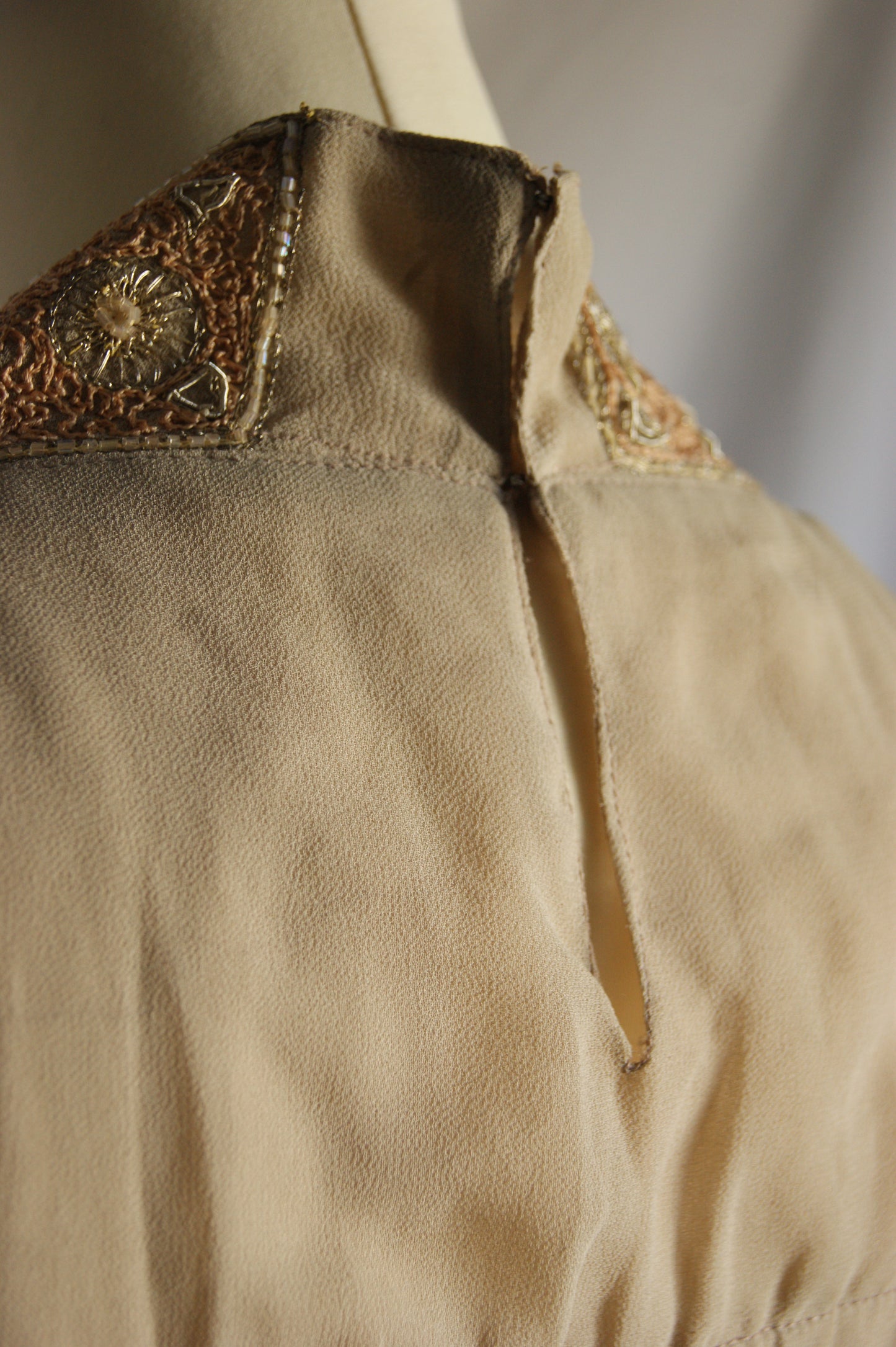 1960s Indian Hand-Embroidered Halter Blouse with Golden Zardozi Work