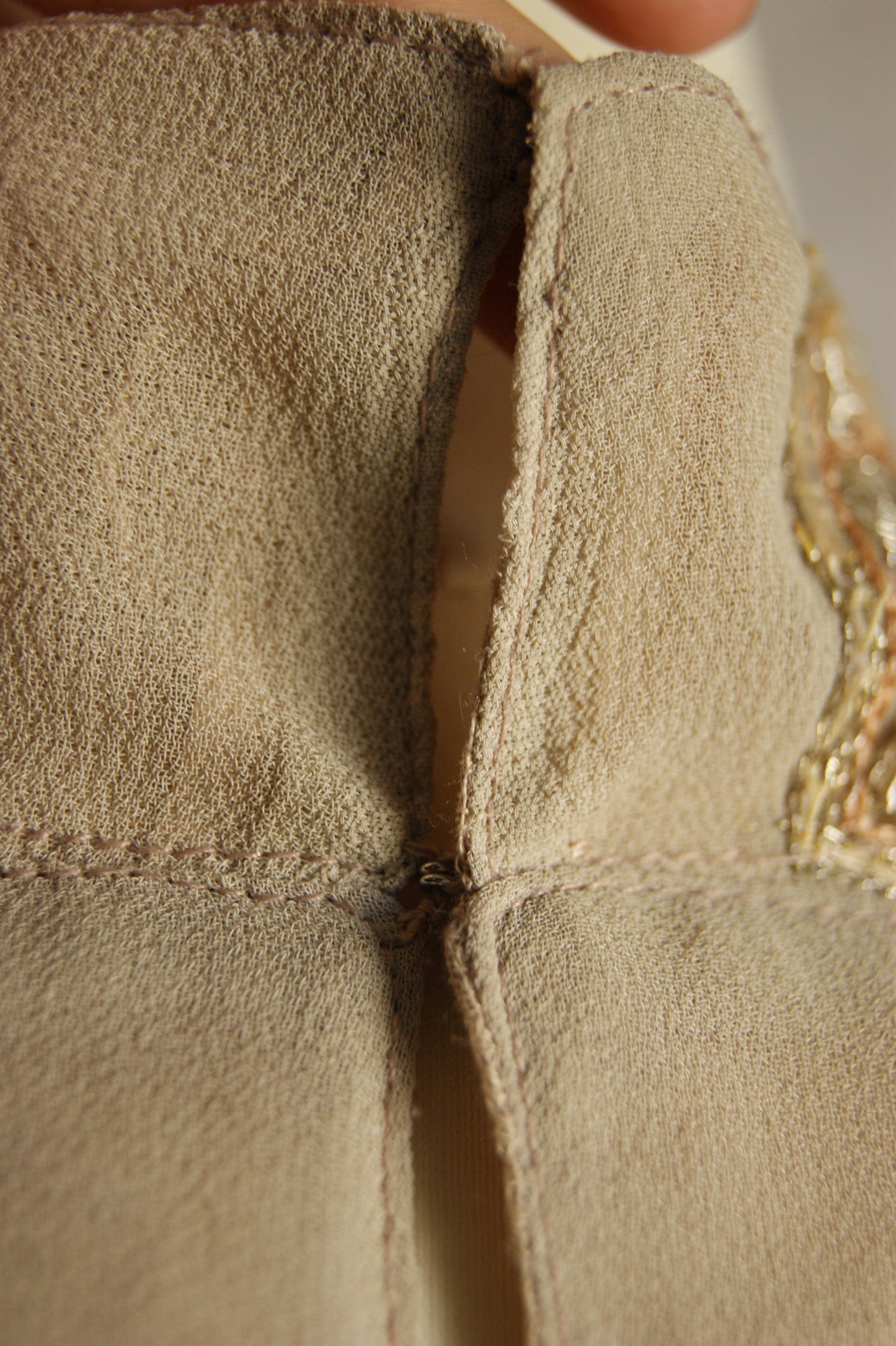 1960s Indian Hand-Embroidered Halter Blouse with Golden Zardozi Work