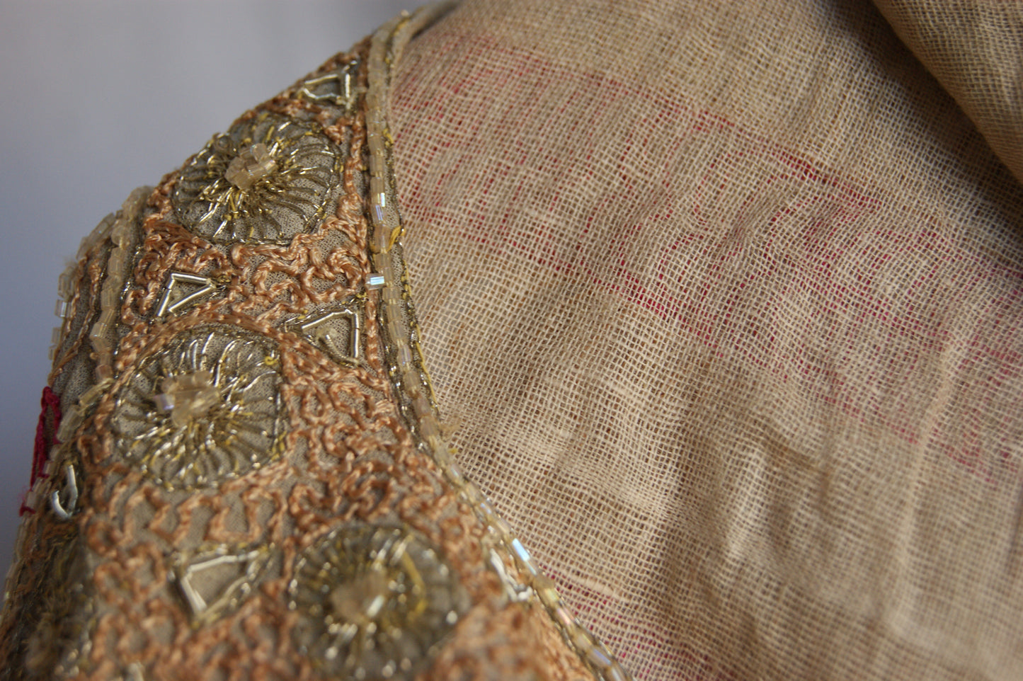 1960s Indian Hand-Embroidered Halter Blouse with Golden Zardozi Work