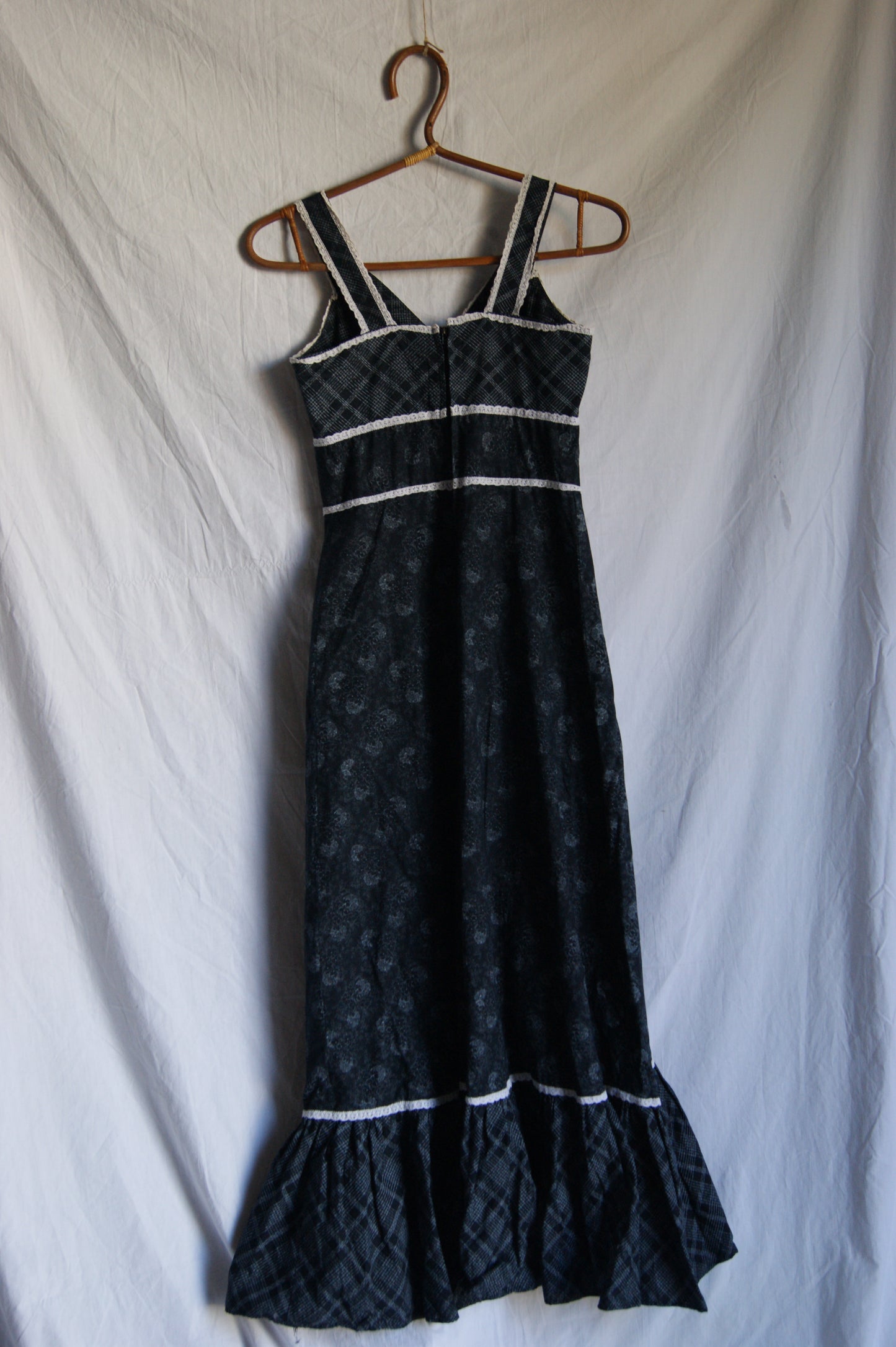 1970s Hand-Sewn Tartan & Paisley Folk Dress - XS