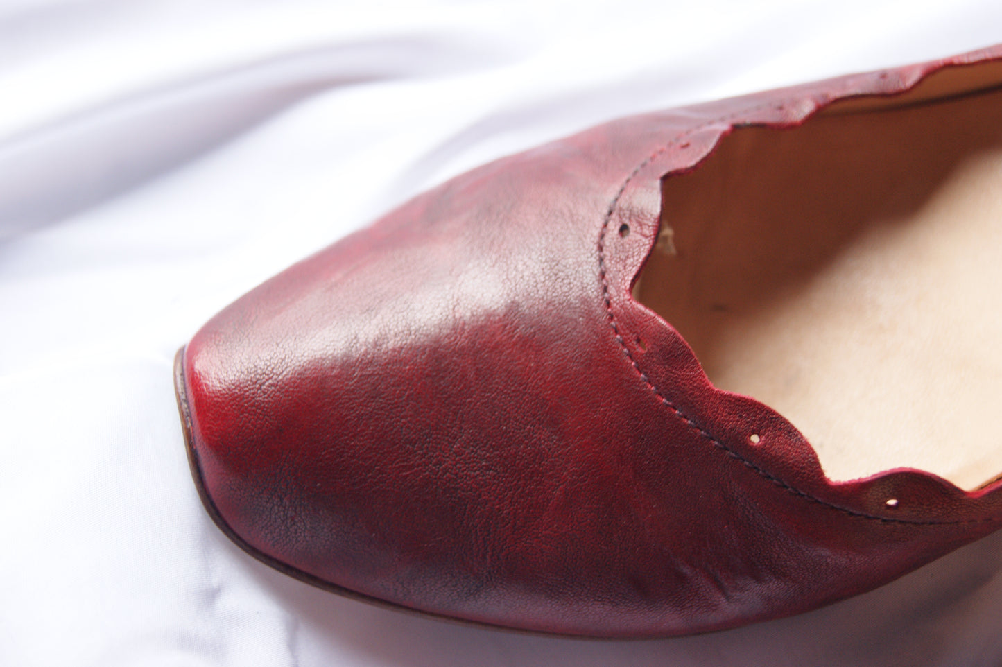 Vintage Think! Burgundy Leather Scalloped Mary Jane's - EU40.5 US9.5