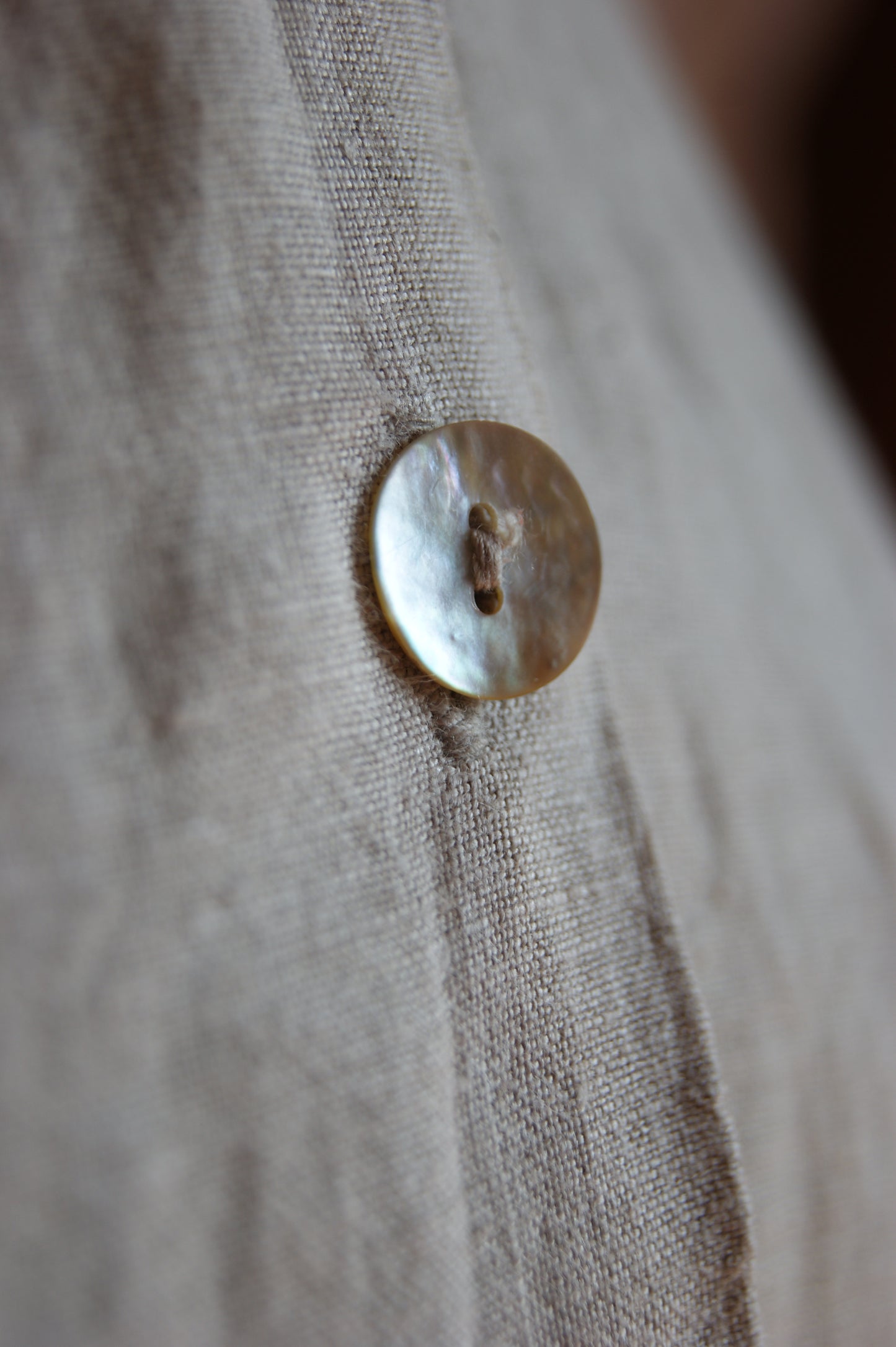 1980s Natural Linen Long Blouse - M