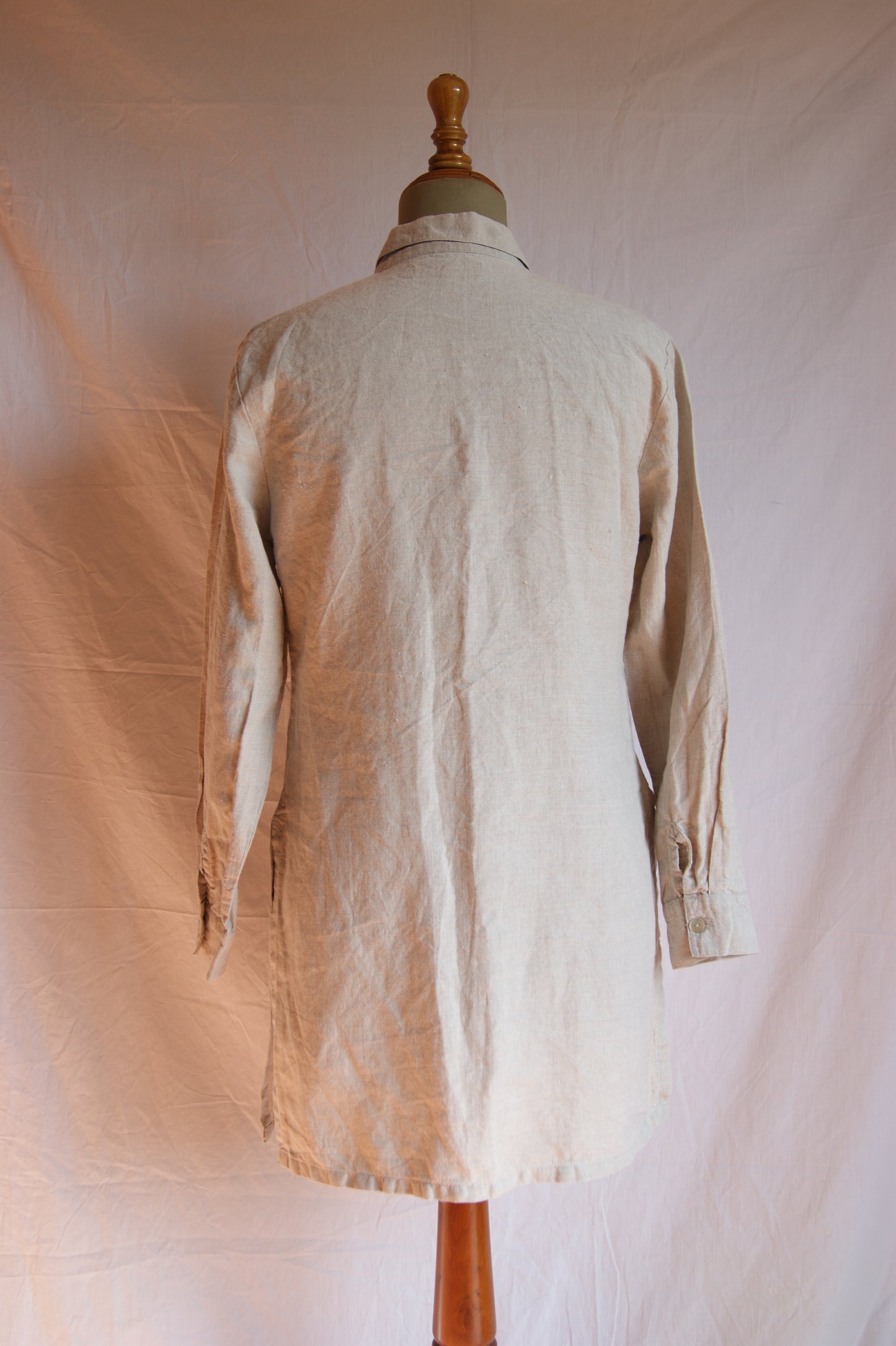 1980s Natural Linen Long Blouse - M