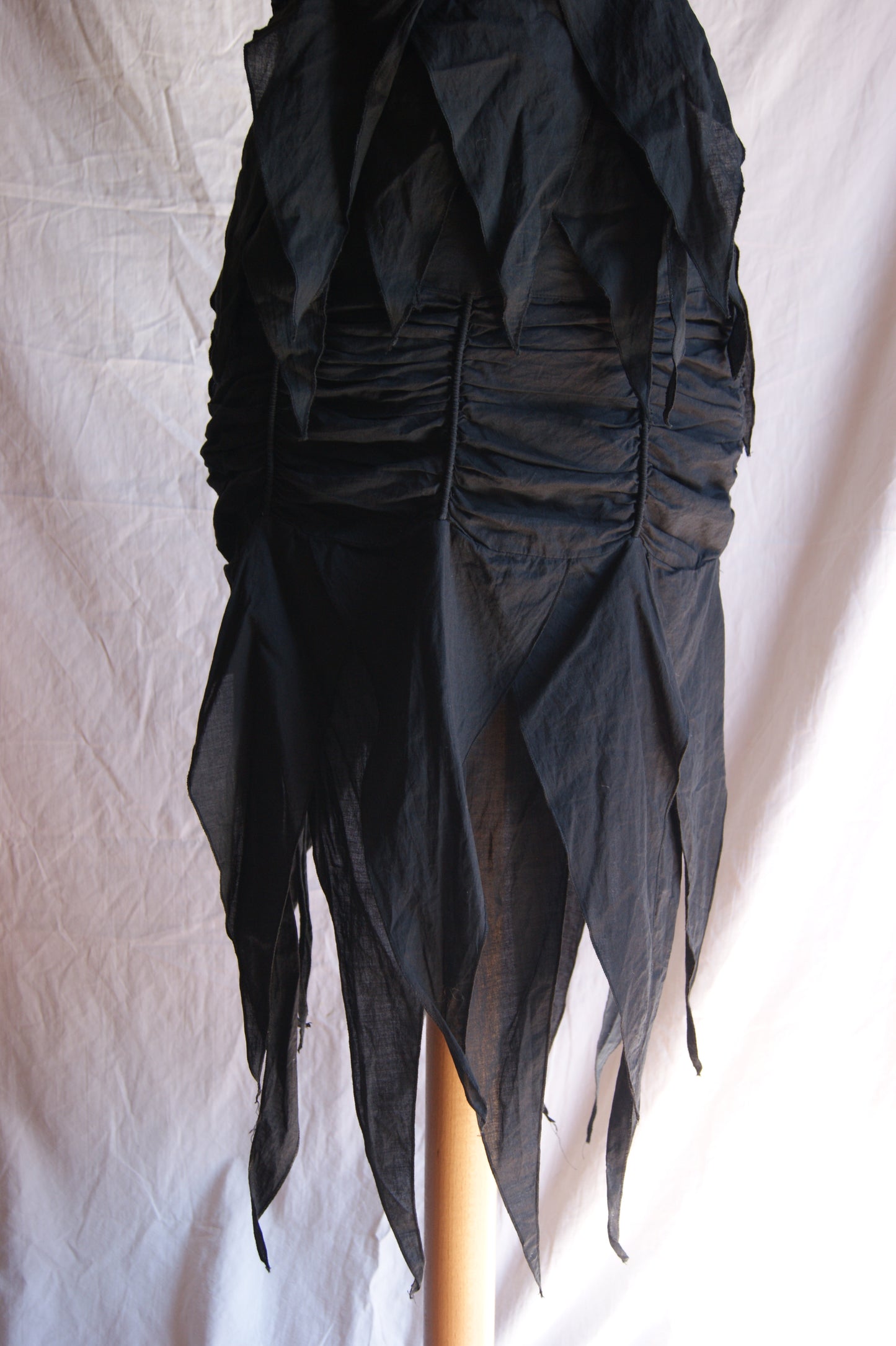 1990s Black Cotton Two-Piece Set with Ruched Texture - M