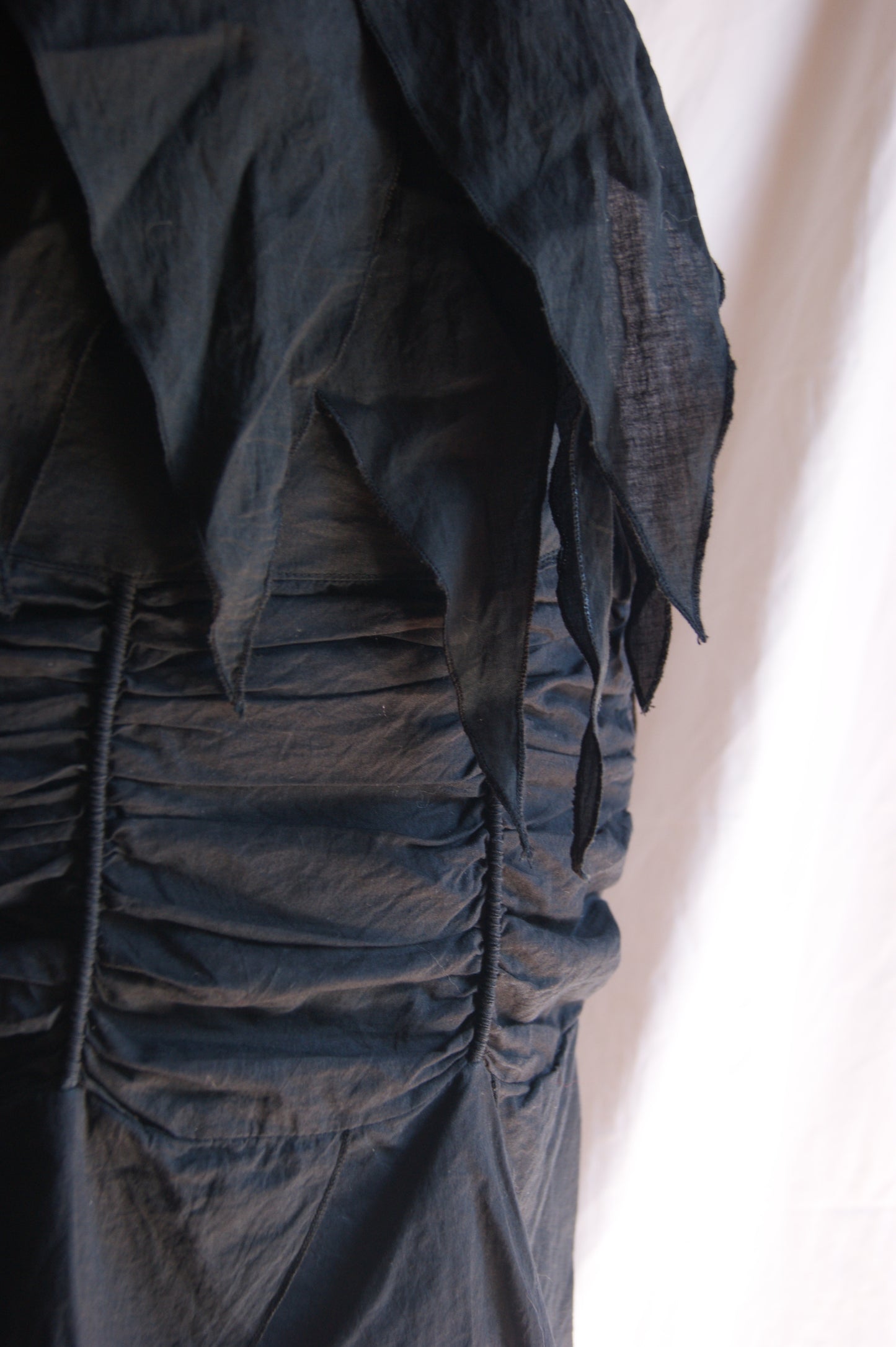 1990s Black Cotton Two-Piece Set with Ruched Texture - M