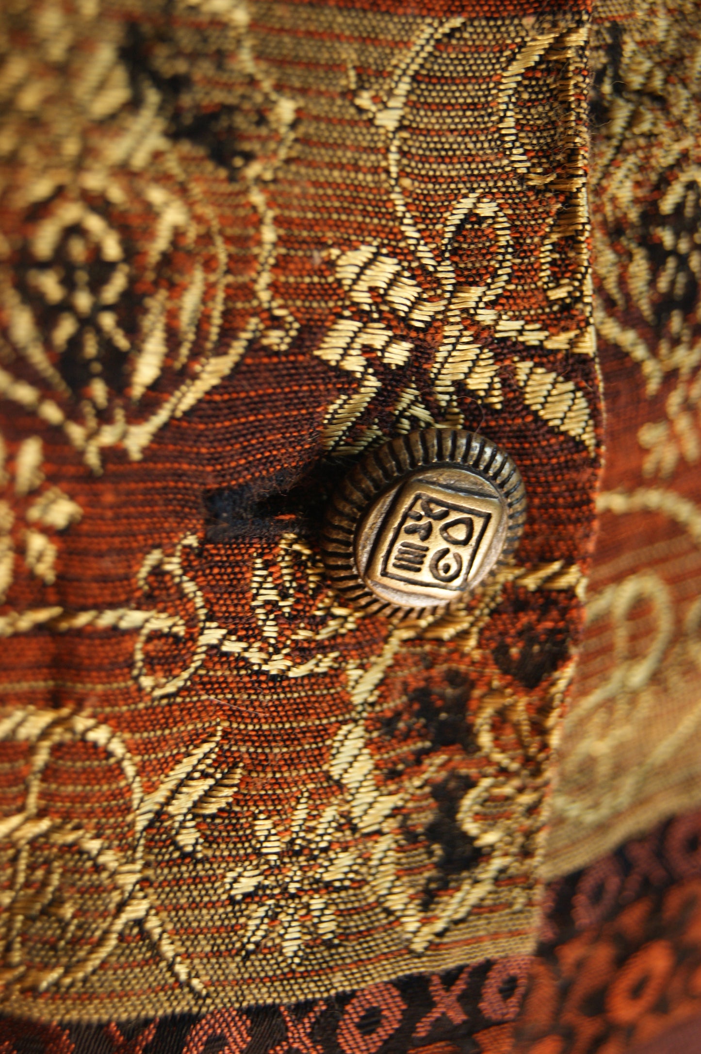 1990s Autumn Tapestry Bodice with Scalloped Trim - S