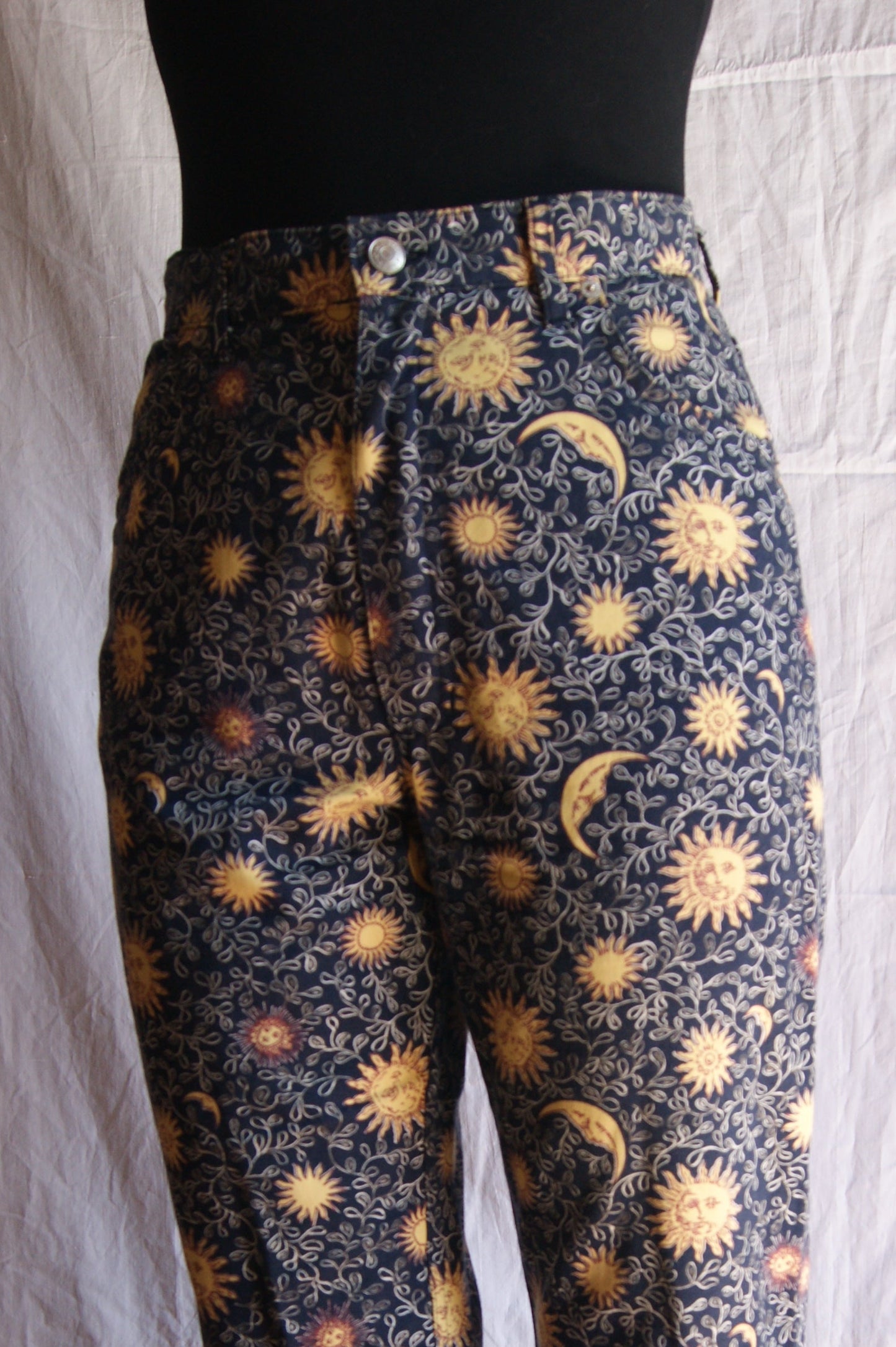 1990s Celestial Sun & Moon Cotton Trousers - M