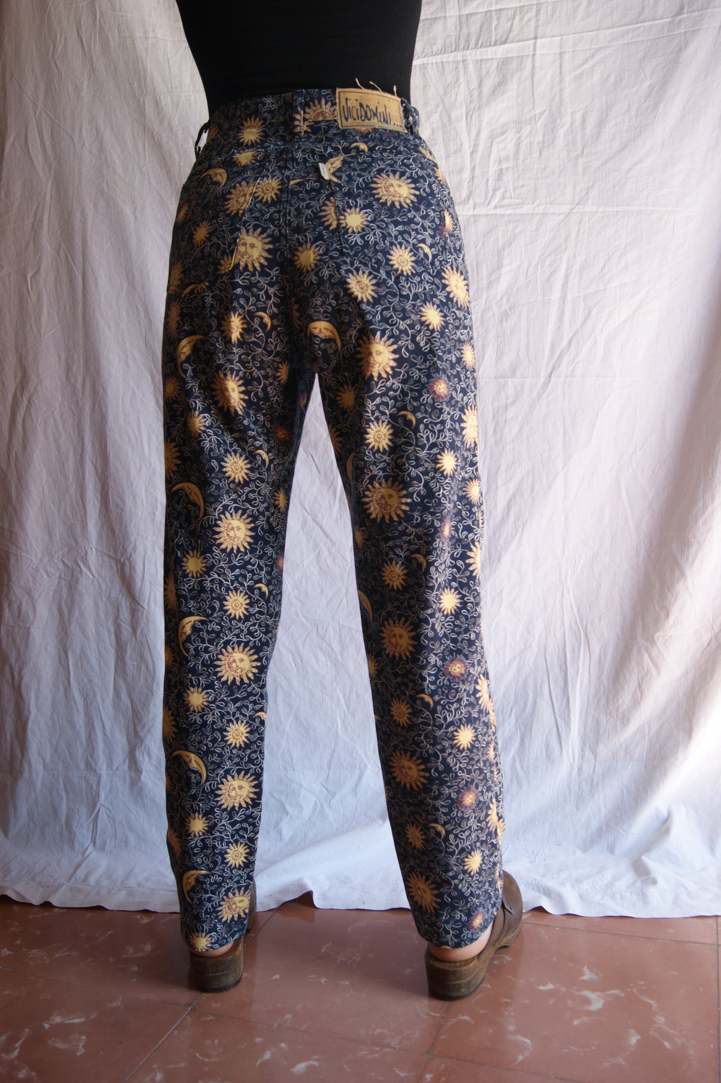 1990s Celestial Sun & Moon Cotton Trousers - M