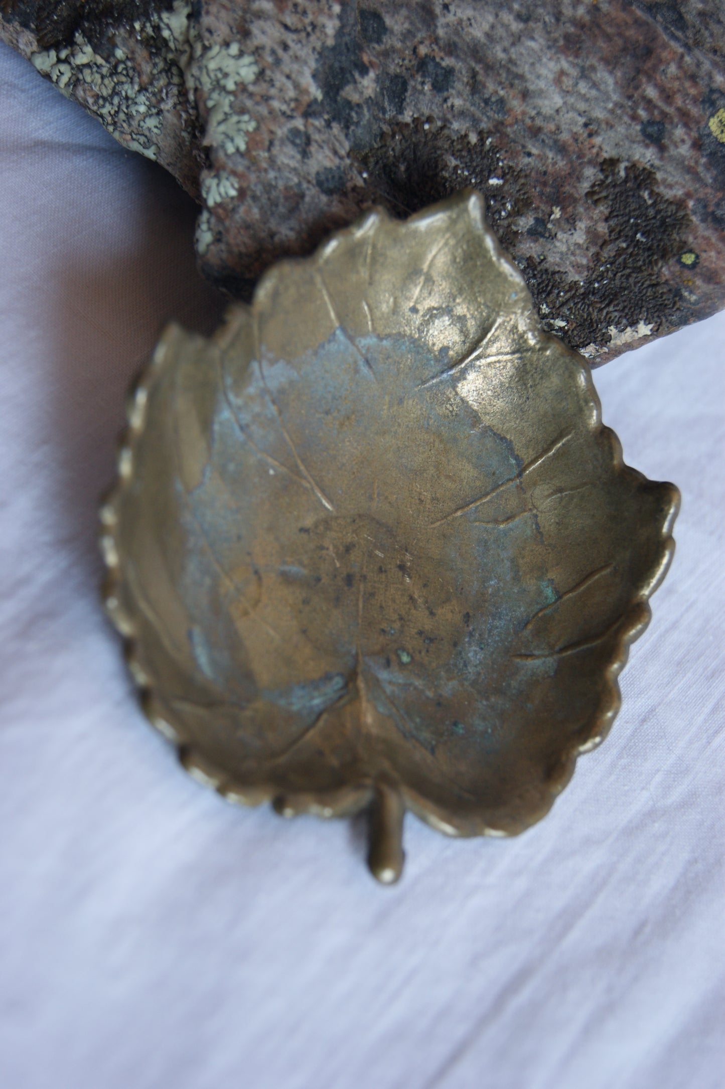 Antique Brass Leaf Trinket Dish