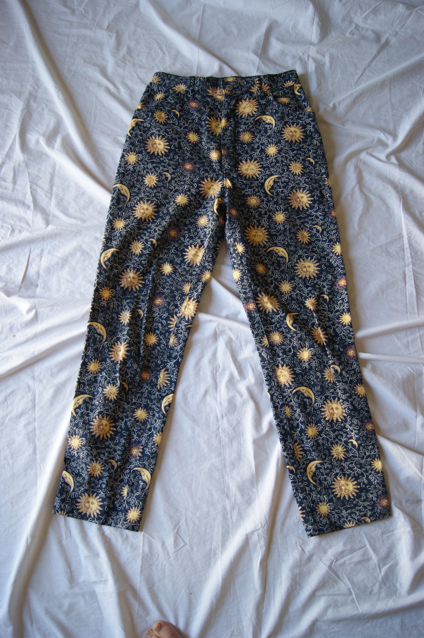 1990s Celestial Sun & Moon Cotton Trousers - M