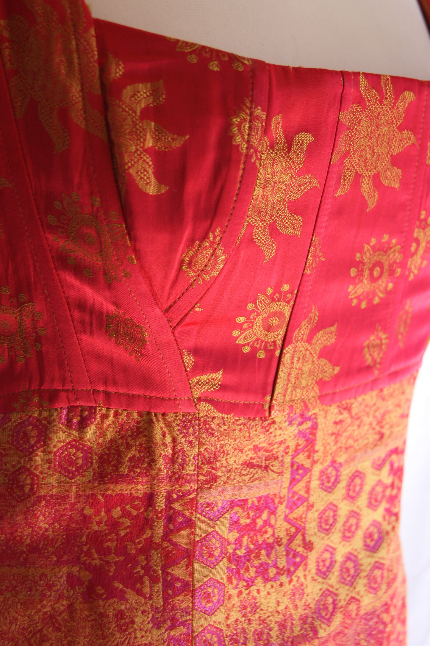 1990s Helena Sorel Celestial Ruby Corseted Dress - S/M