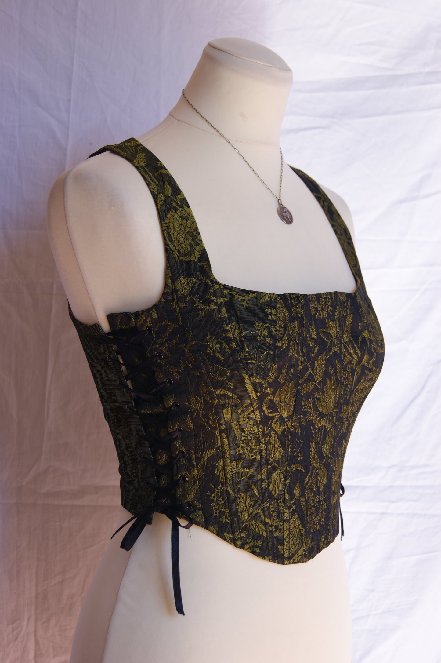 1990s Helena Sorel Botanical Brocade Corset - XS/S