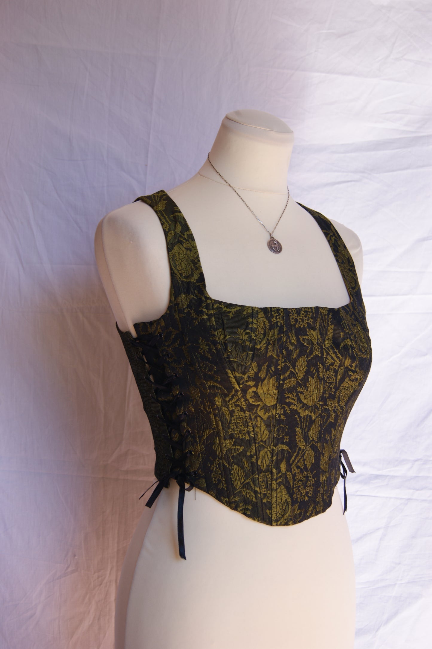 1990s Helena Sorel Botanical Brocade Corset - XS/S