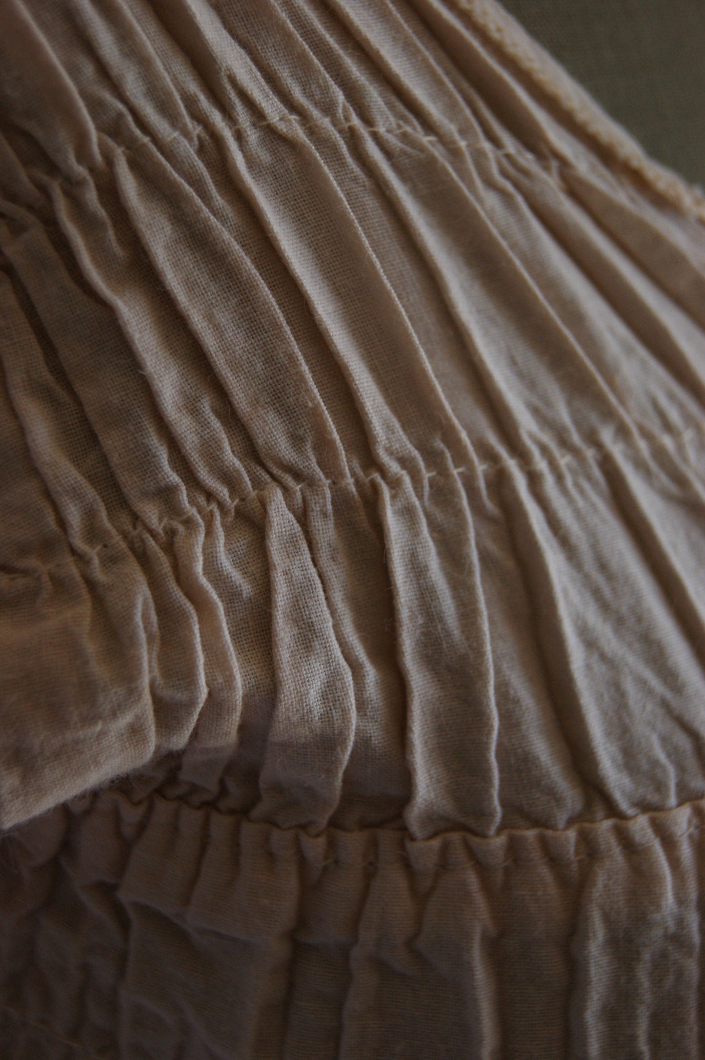 1970s Raw Smocked Peasant Blouse Cotton - XS/S