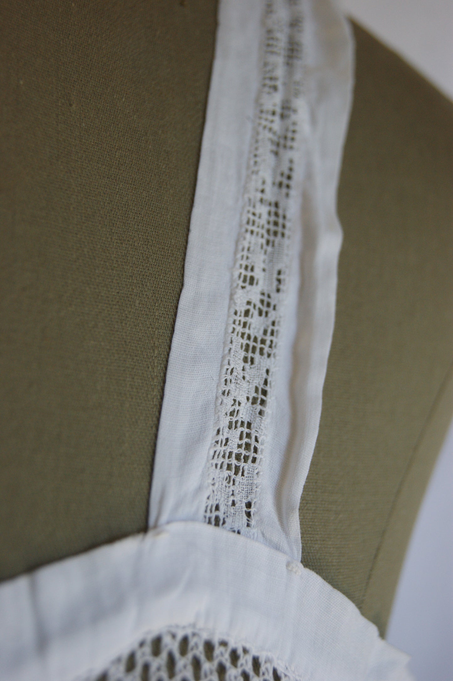 Late 1800s Hand-Made Cotton Corset Cover with Lacework - S