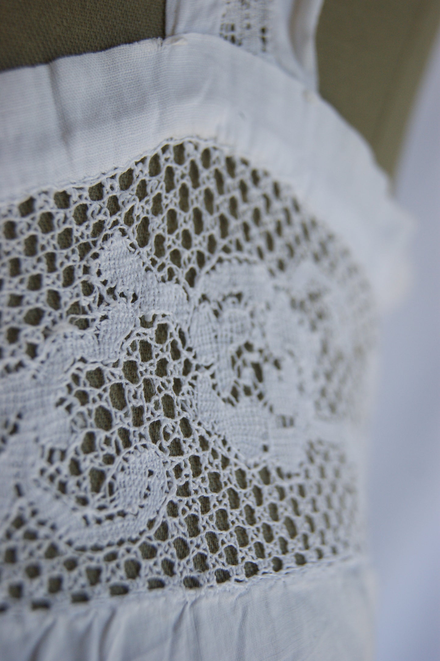 Late 1800s Hand-Made Cotton Corset Cover with Lacework - S