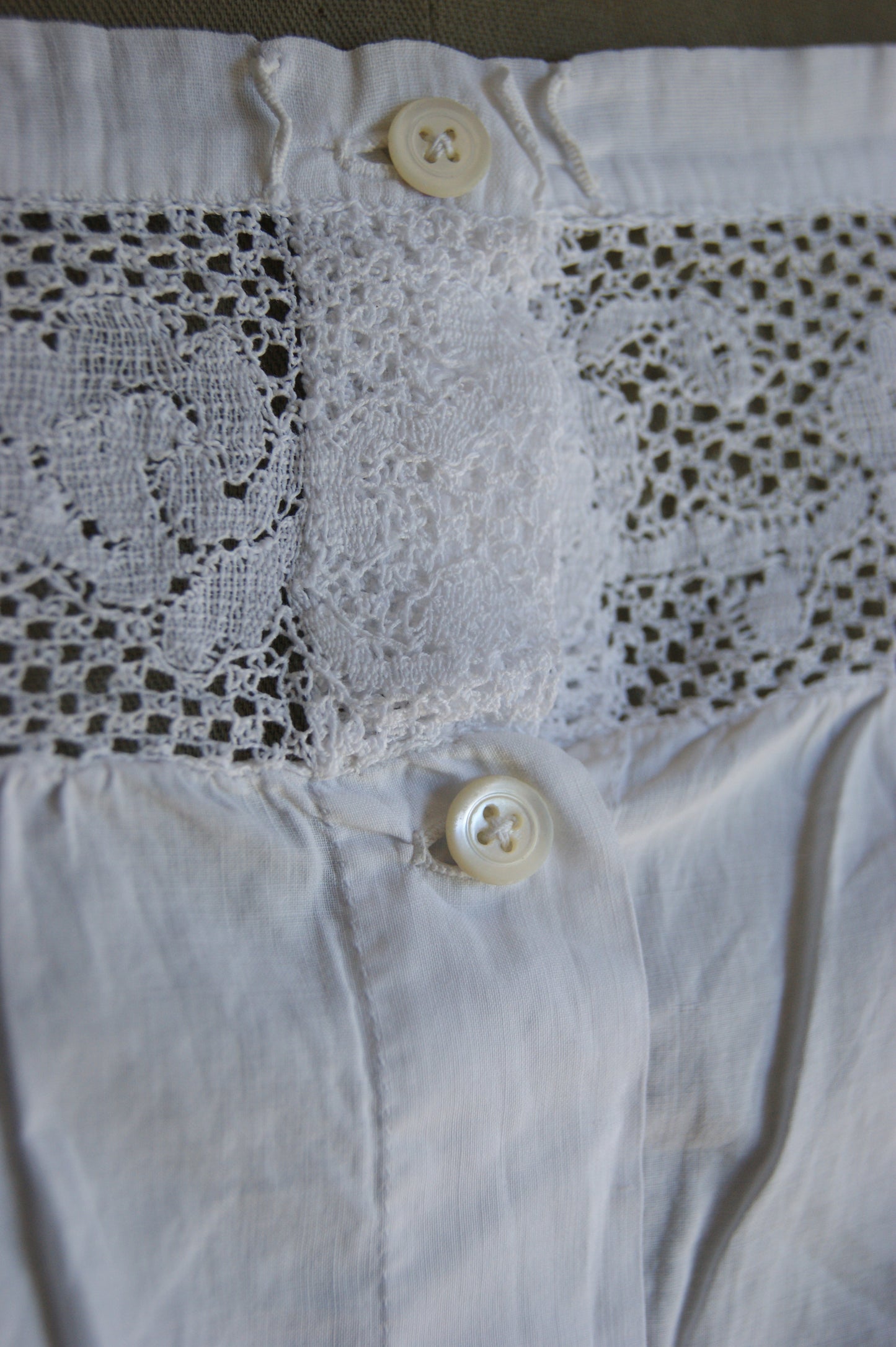 Late 1800s Hand-Made Cotton Corset Cover with Lacework - S