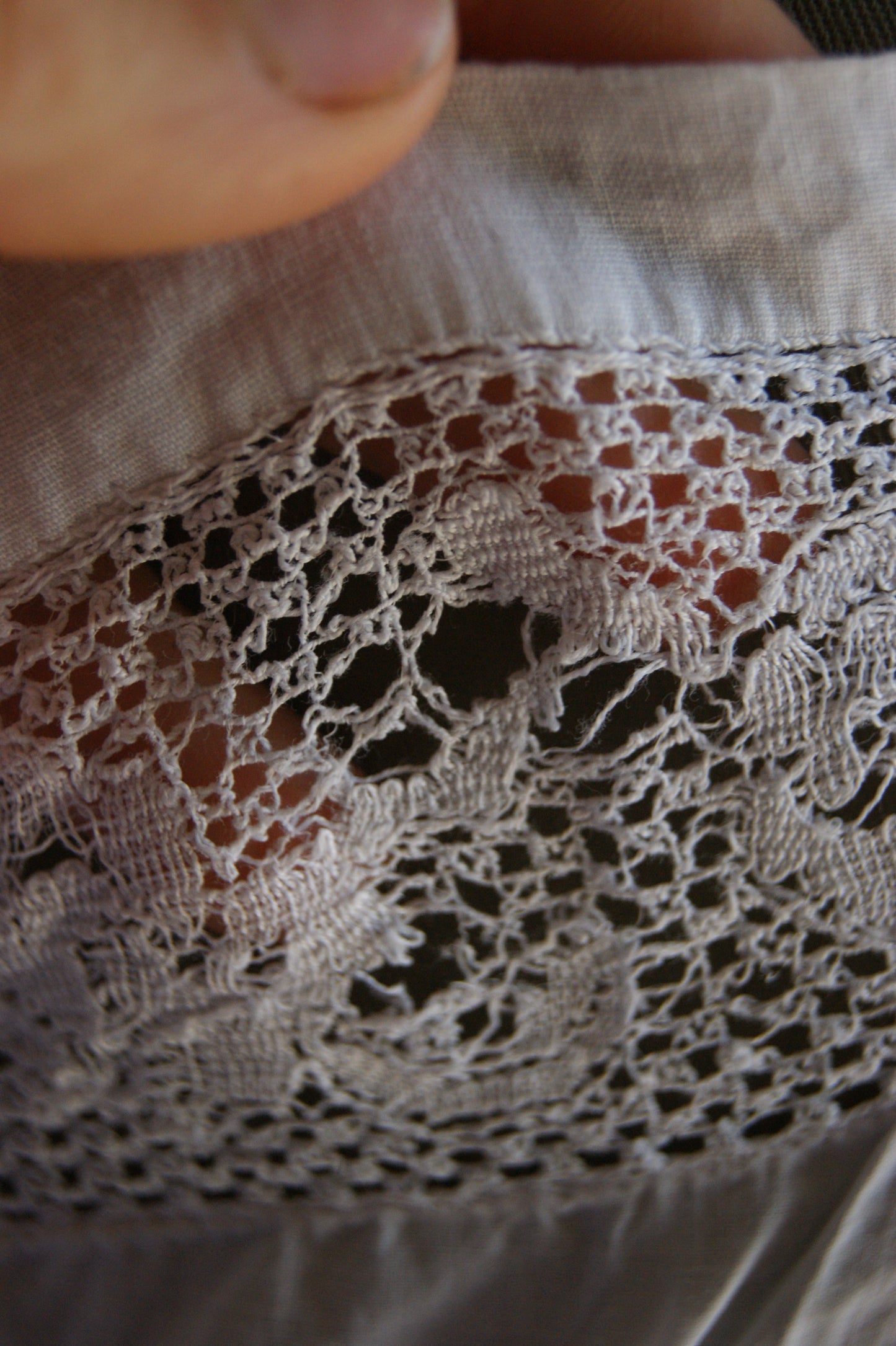 Late 1800s Hand-Made Cotton Corset Cover with Lacework - S