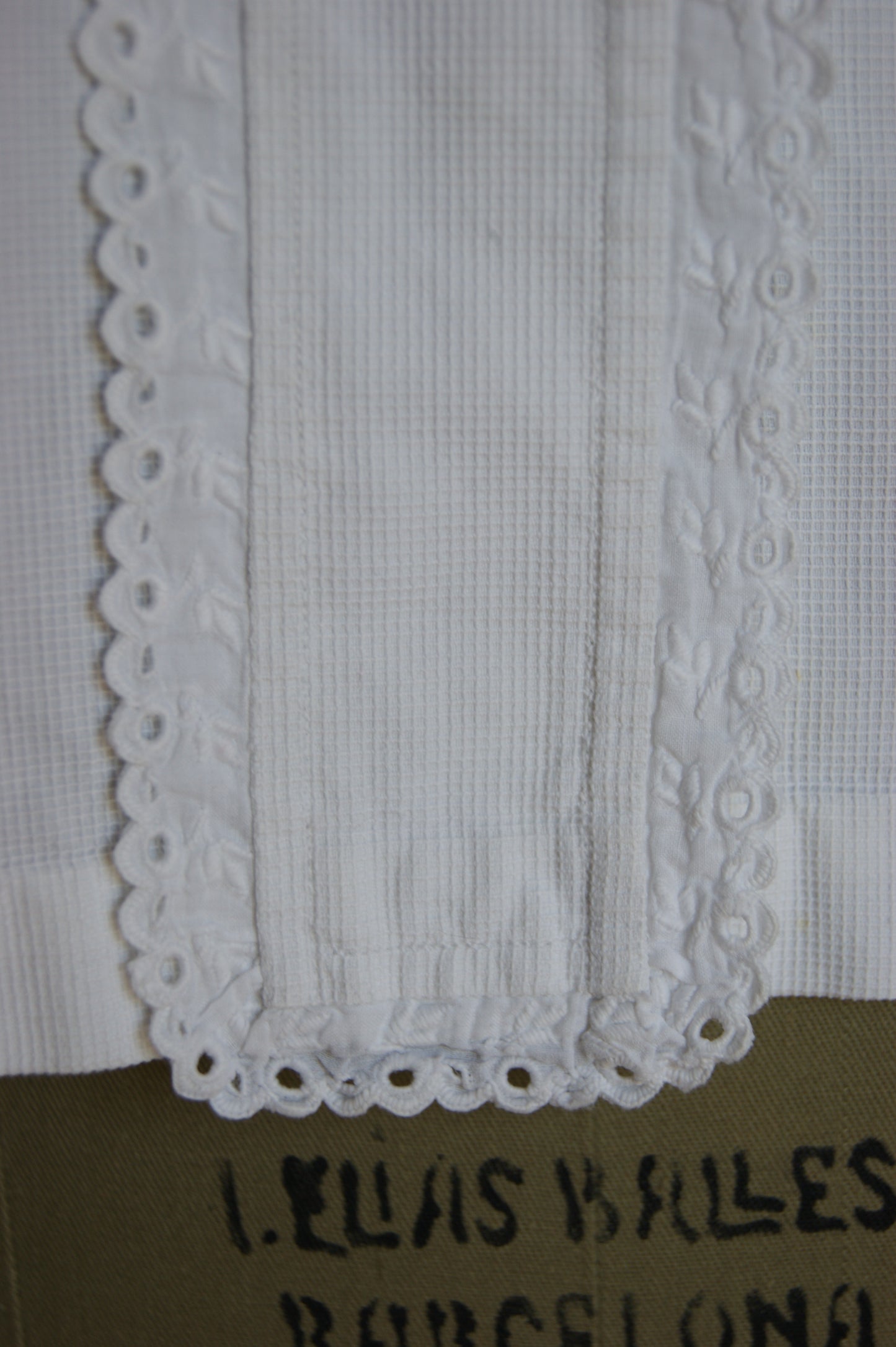 1890s Antique Hand-Made Cotton Blouse with Hidden Monogram - M/L