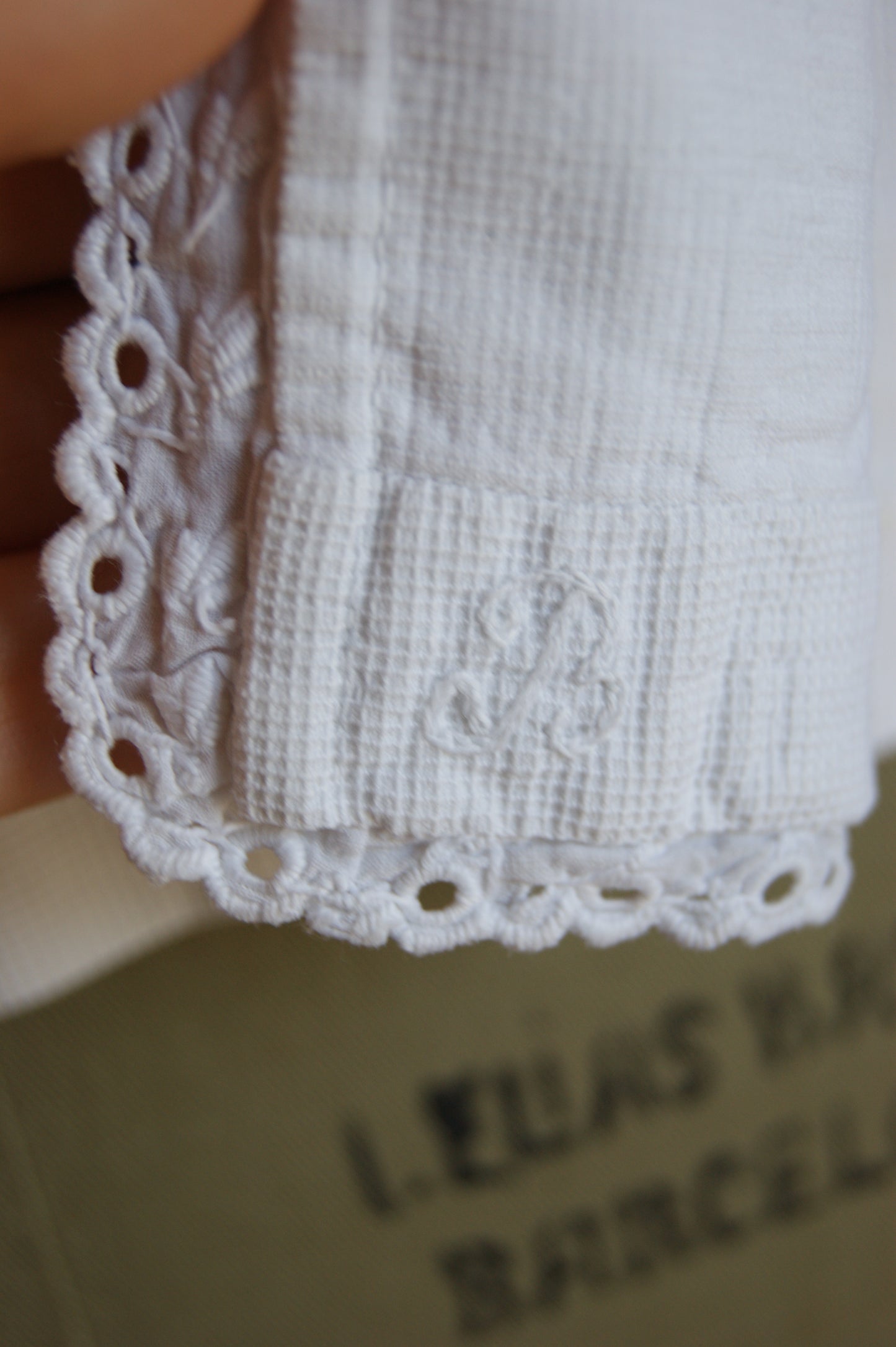 1890s Antique Hand-Made Cotton Blouse with Hidden Monogram - M/L