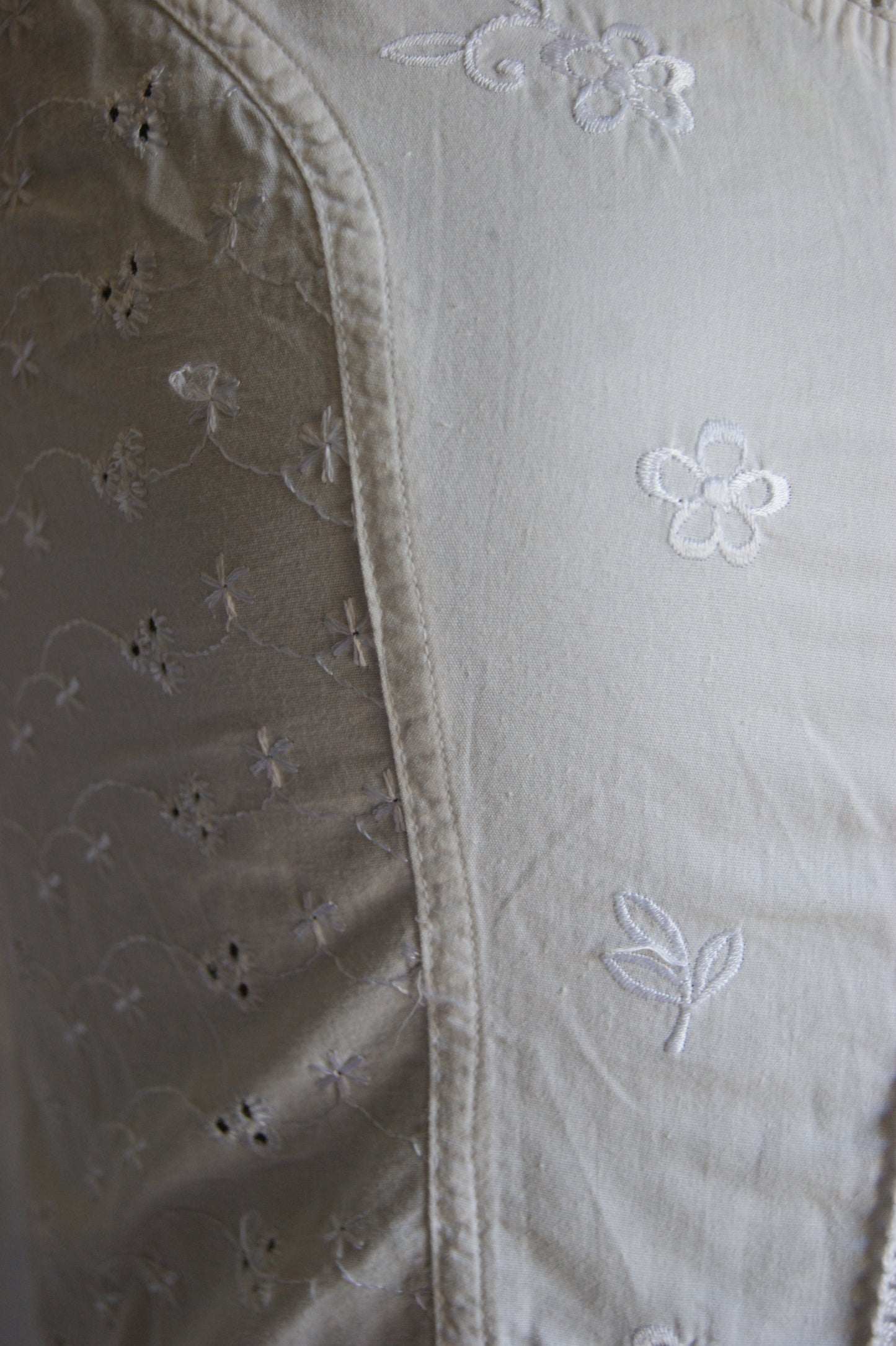 1980s White Cotton Broderie Anglaise Corset Blouse - S/M