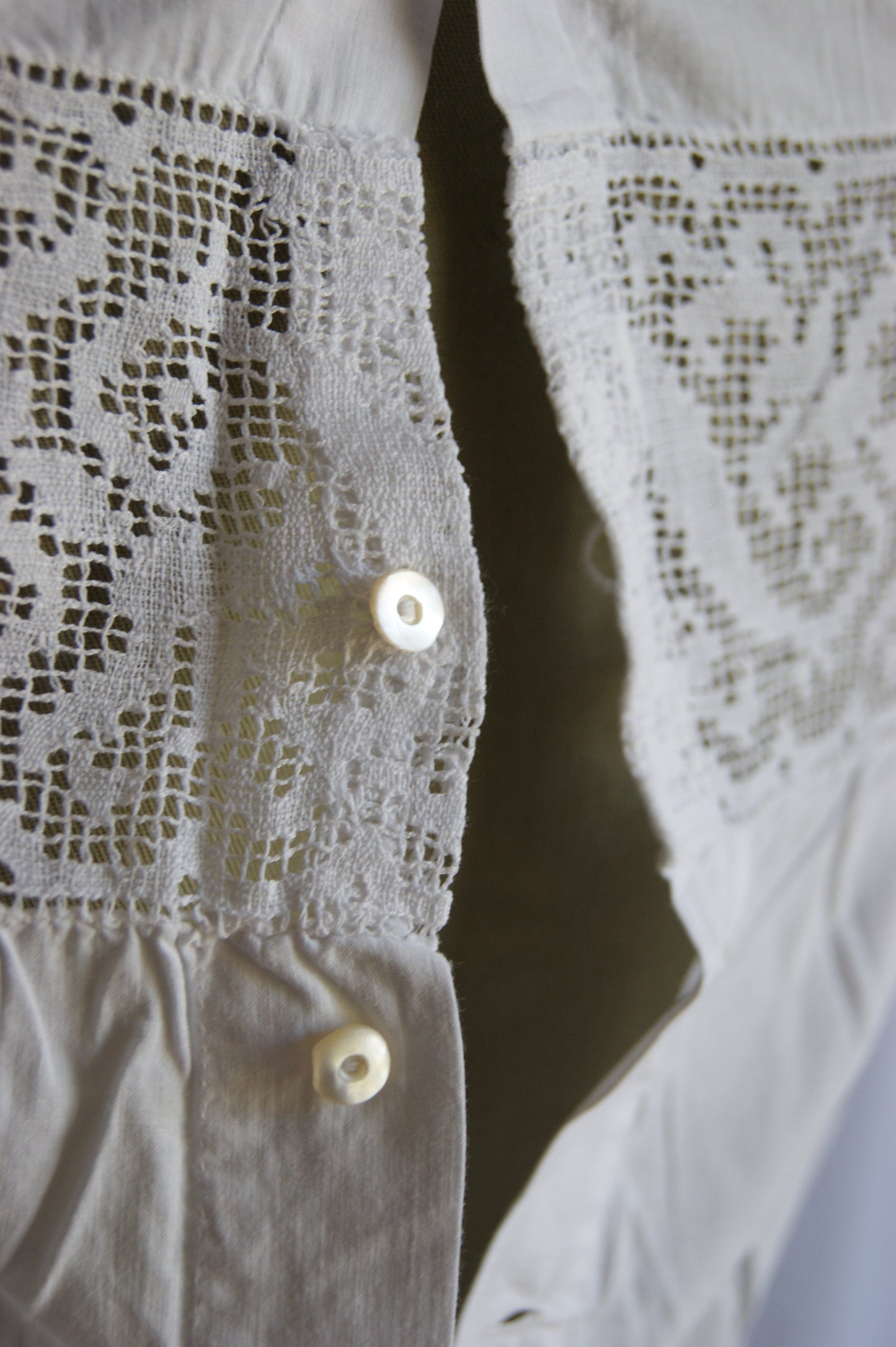 Late 1800s Antique White Cotton Camisole with Hand-Crocheted Lace Trim