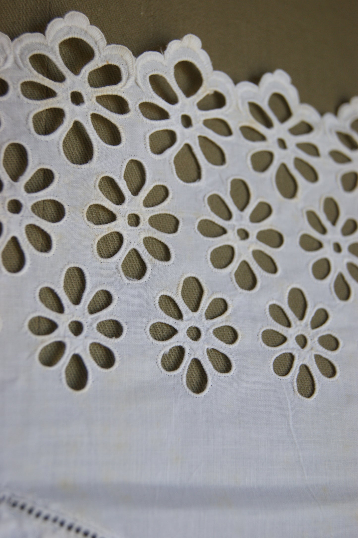 1800s Hand-Stitched Cotton Corset Cover with Eyelet Lacework - S