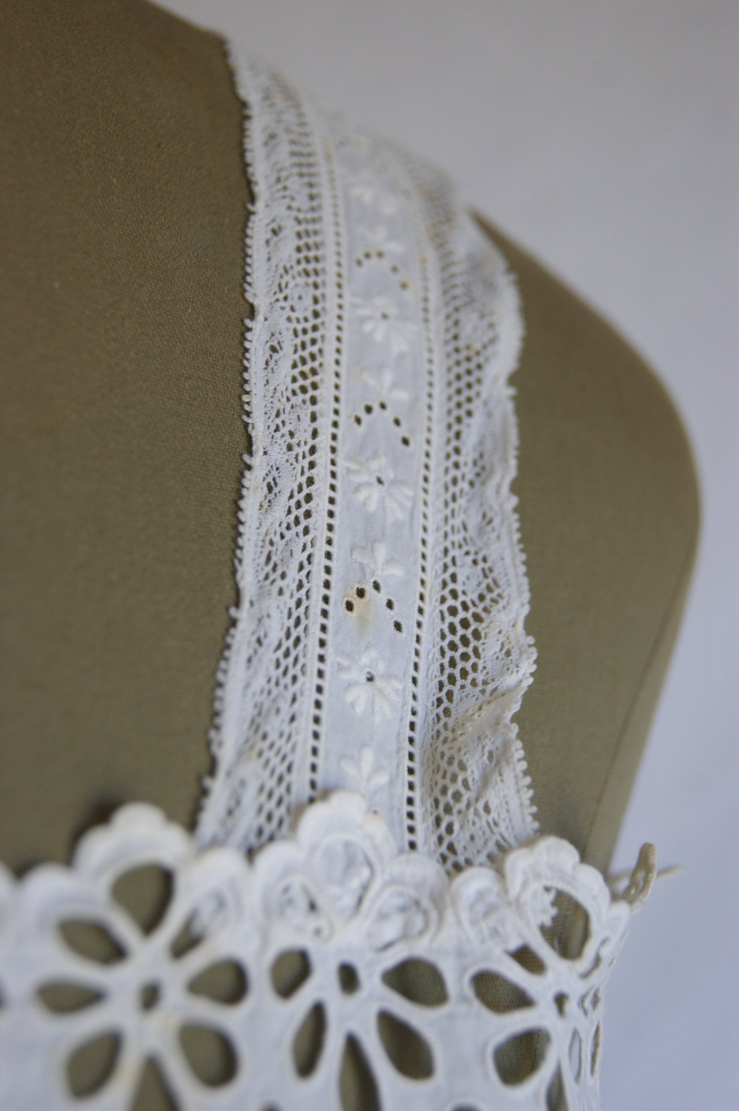 1800s Hand-Stitched Cotton Corset Cover with Eyelet Lacework - S