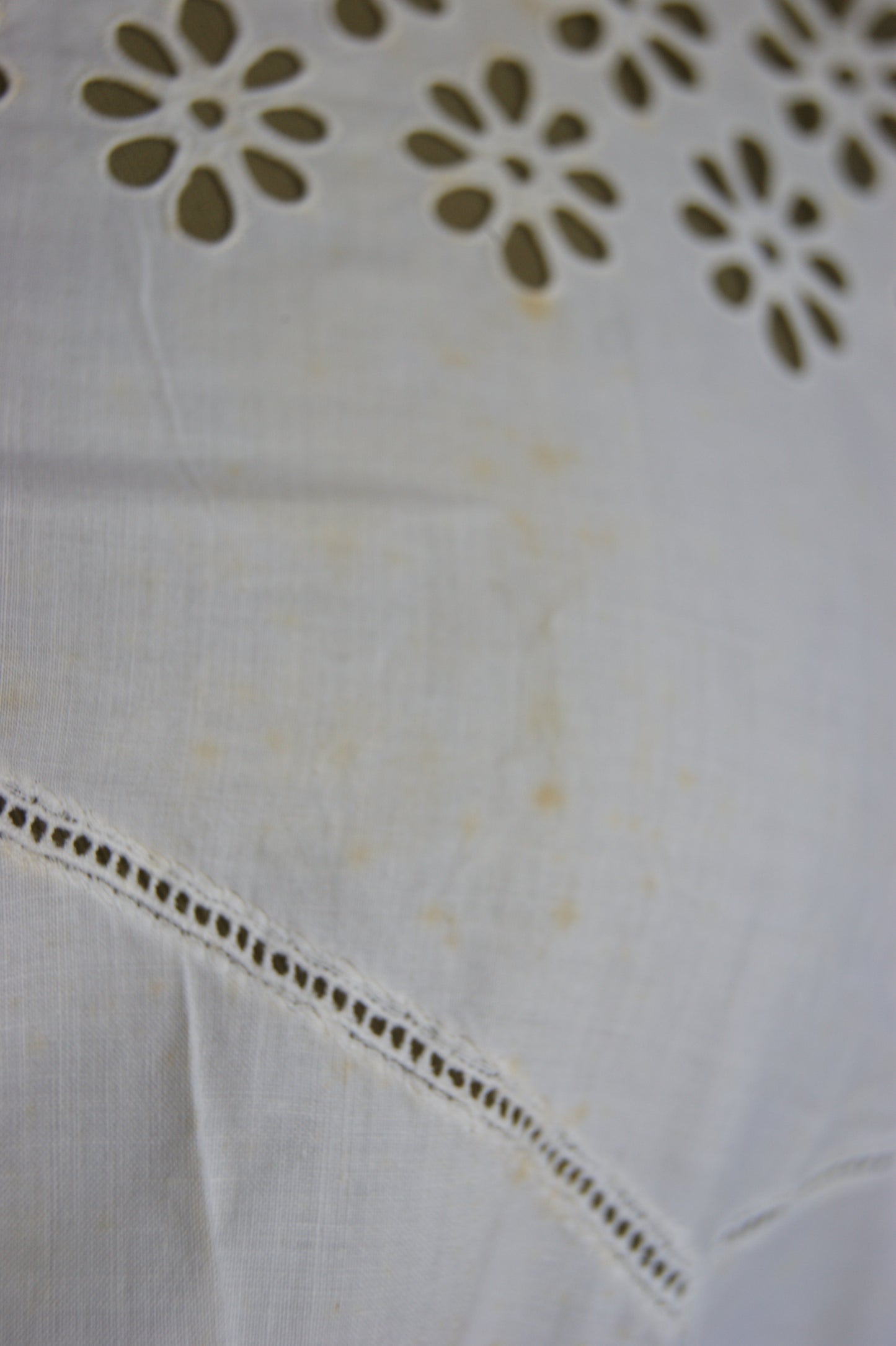 1800s Hand-Stitched Cotton Corset Cover with Eyelet Lacework - S