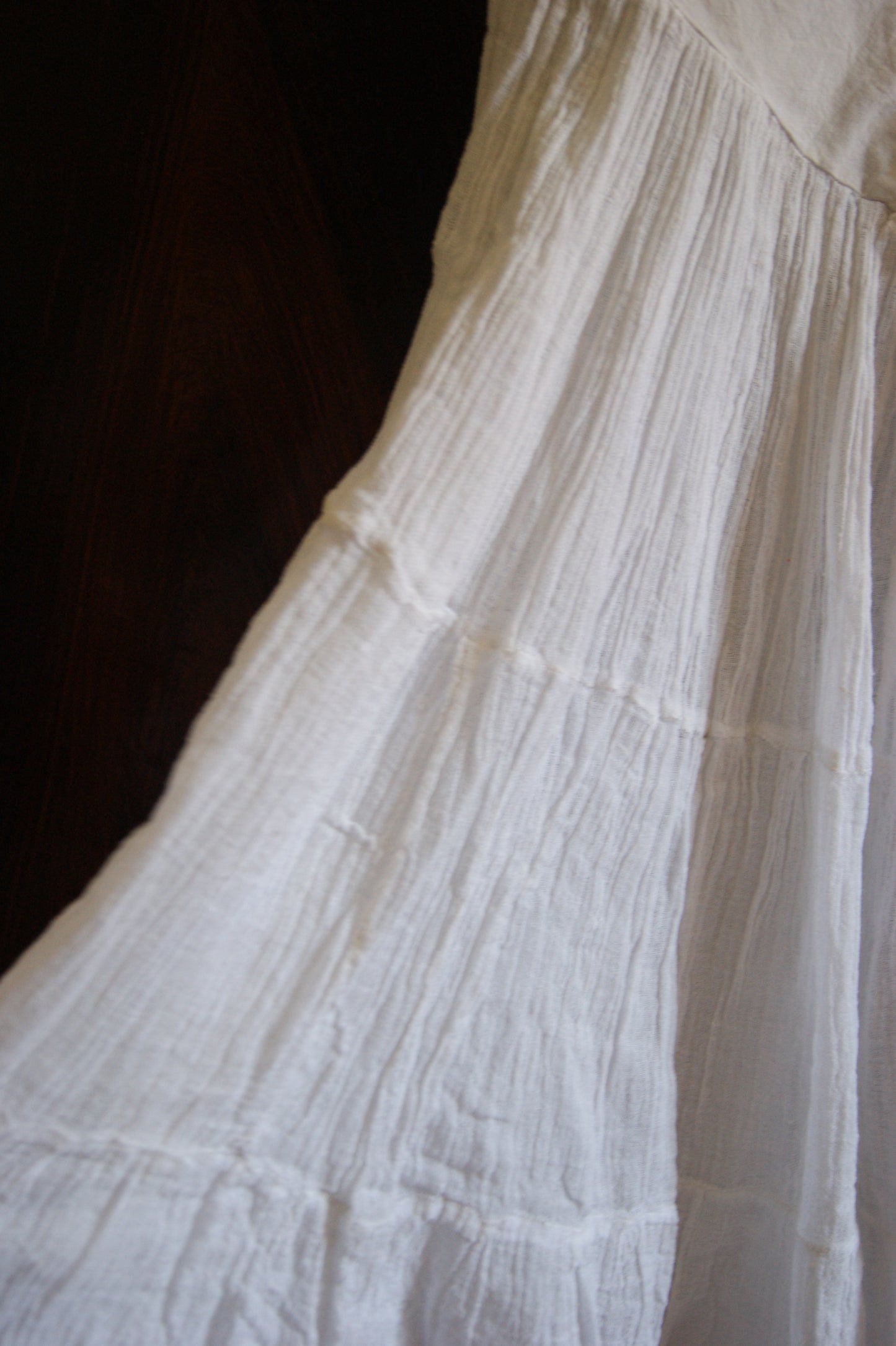 Antique 1800s/1900s Hand-Made Cotton Corset Cover with Tiered Skirt - S