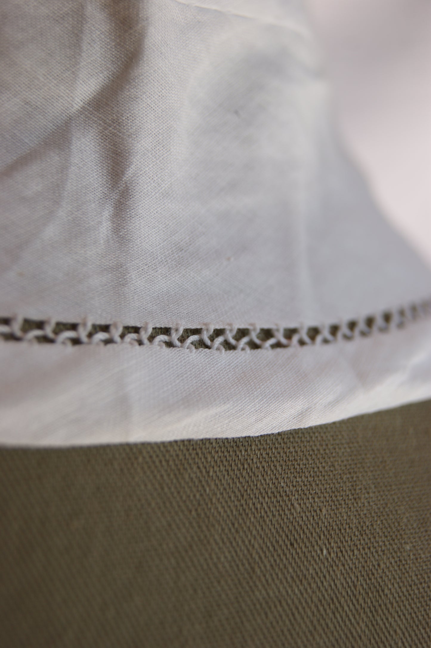 Antique Hand-Embroidered Cotton Collar with Floral Whitework