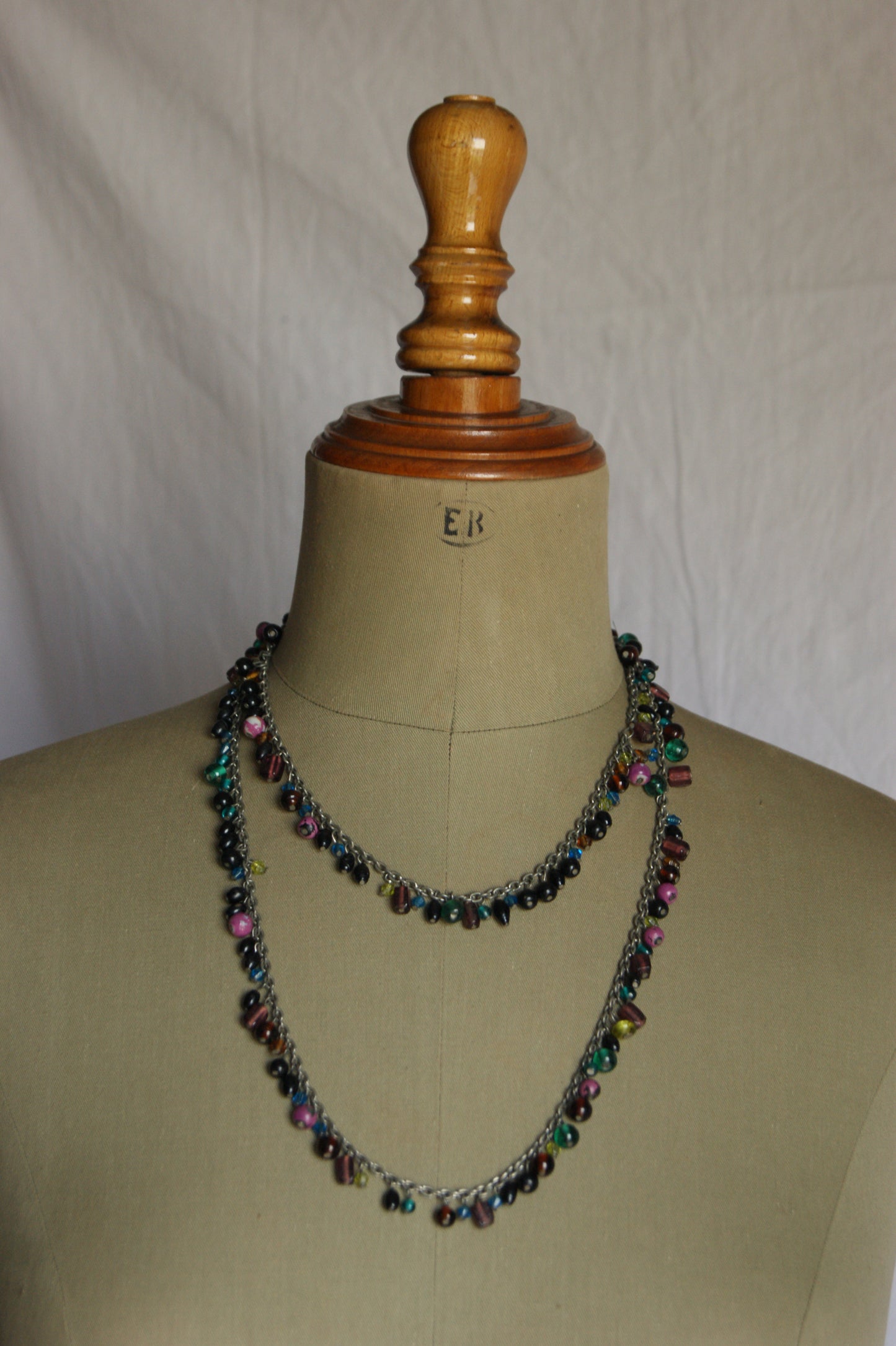 1980s Rainbow Bead Statement Necklace
