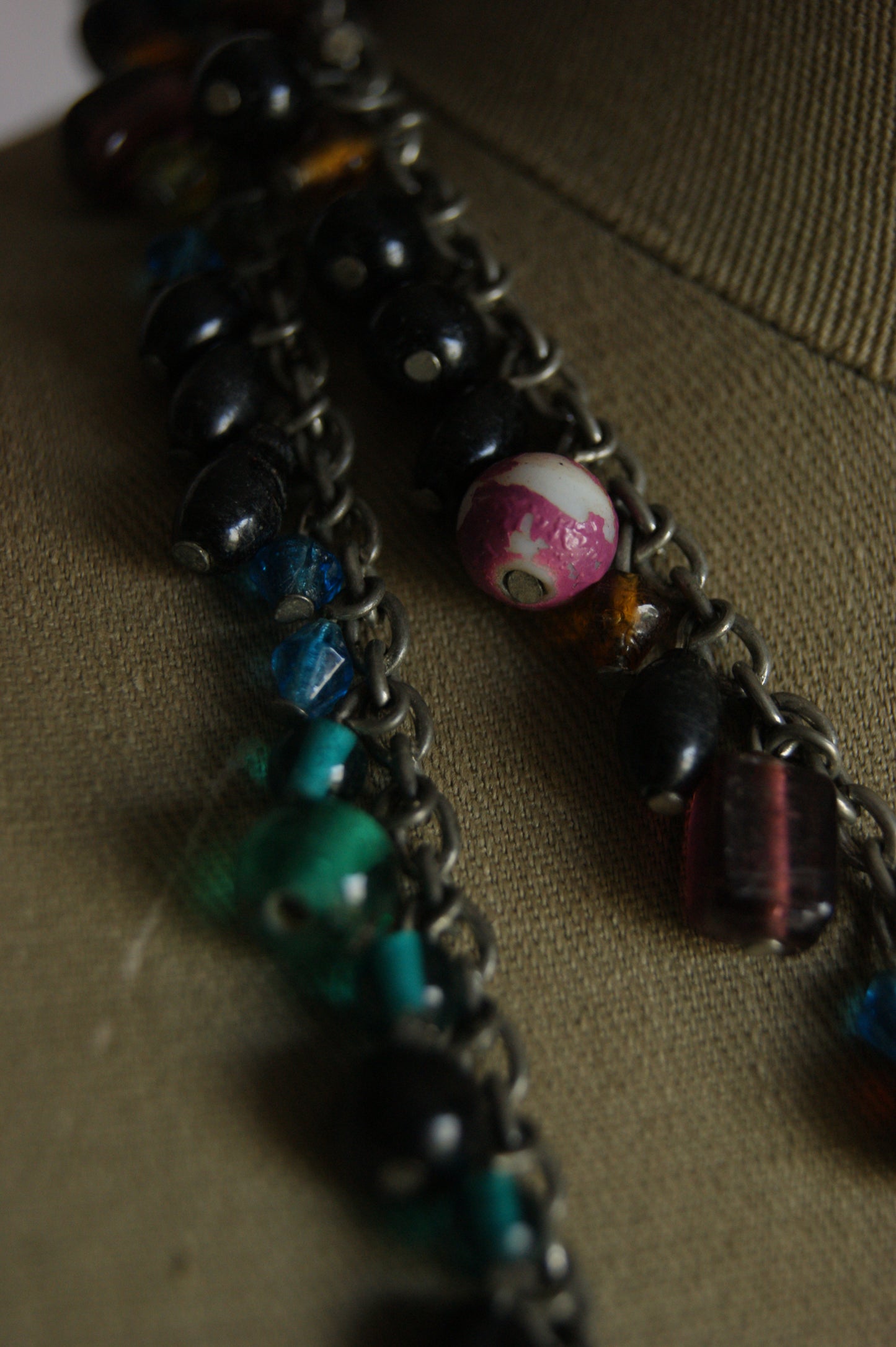 1980s Rainbow Bead Statement Necklace
