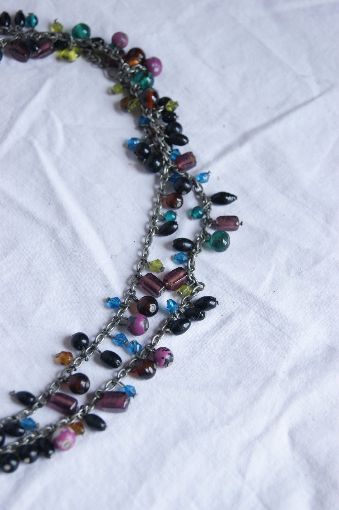 1980s Rainbow Bead Statement Necklace