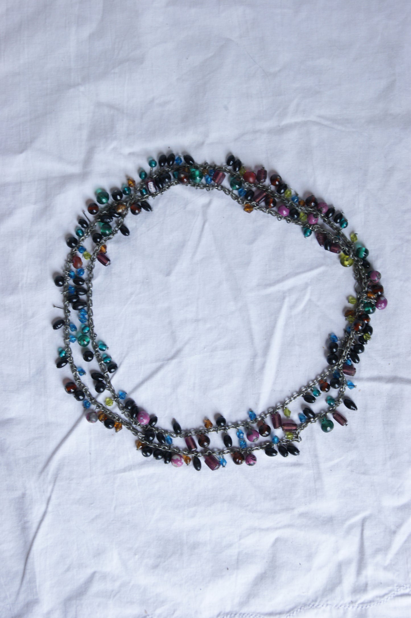 1980s Rainbow Bead Statement Necklace