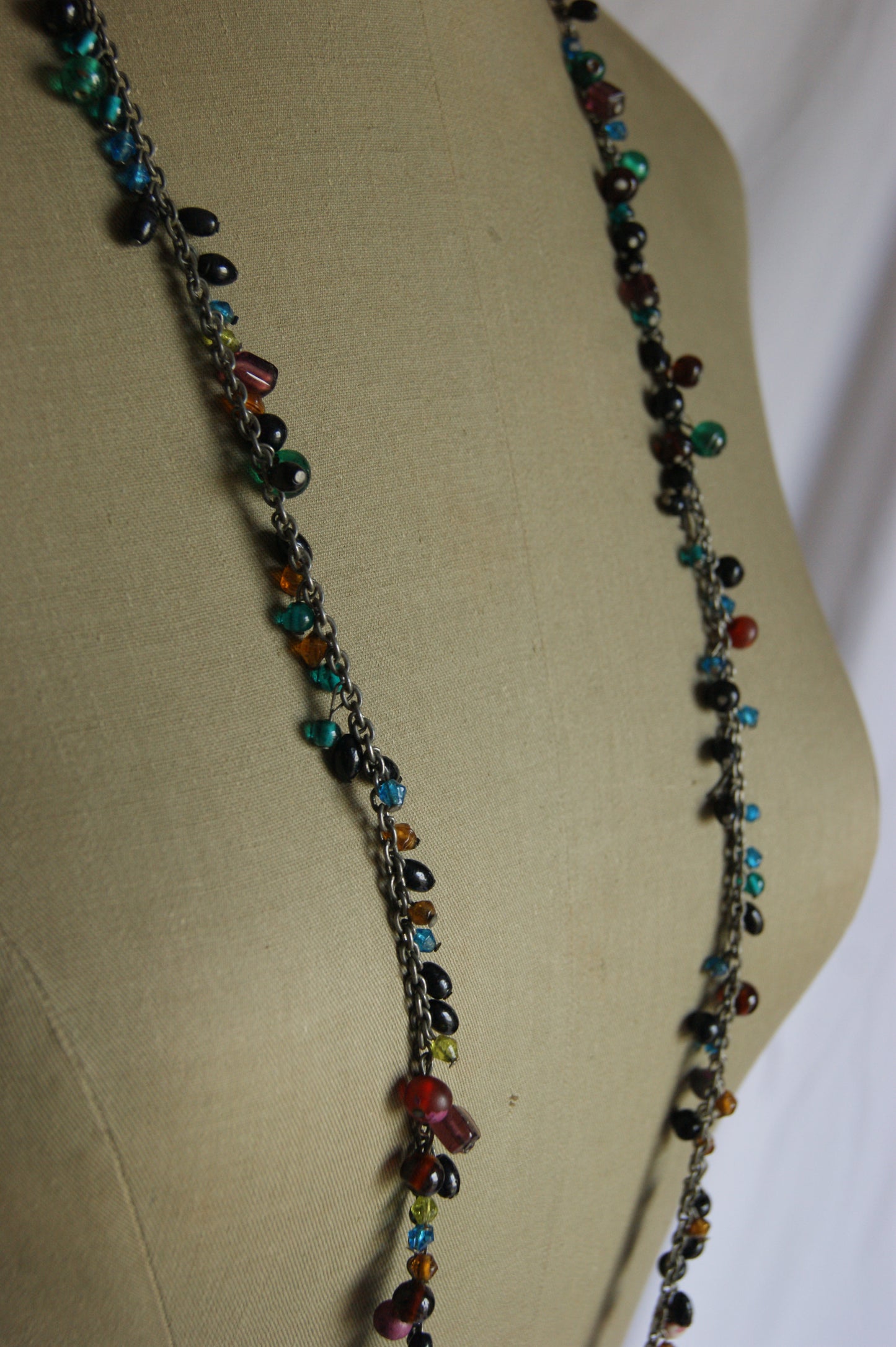 1980s Rainbow Bead Statement Necklace