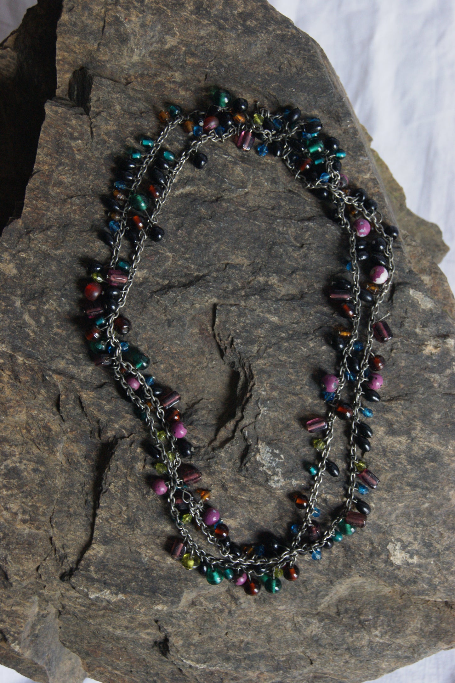 1980s Rainbow Bead Statement Necklace