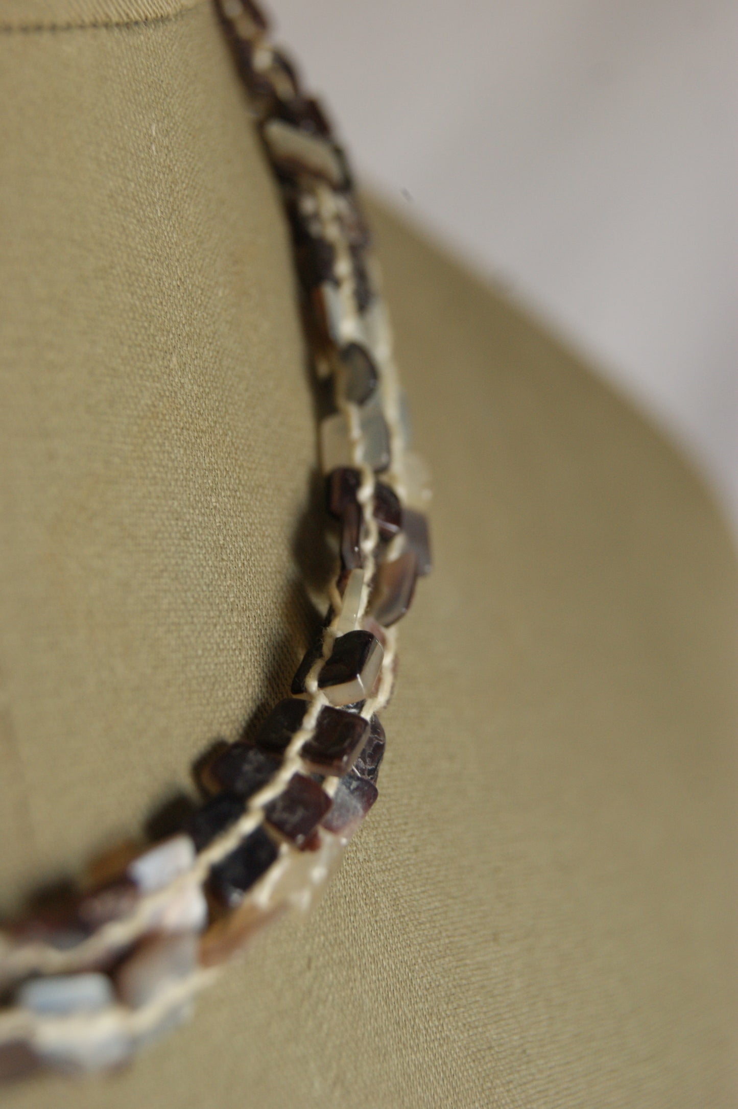 1970s Handcrafted Multi-Strand Stone & Shell Necklace