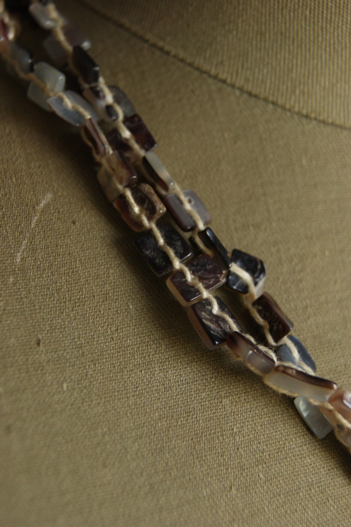 1970s Handcrafted Multi-Strand Stone & Shell Necklace