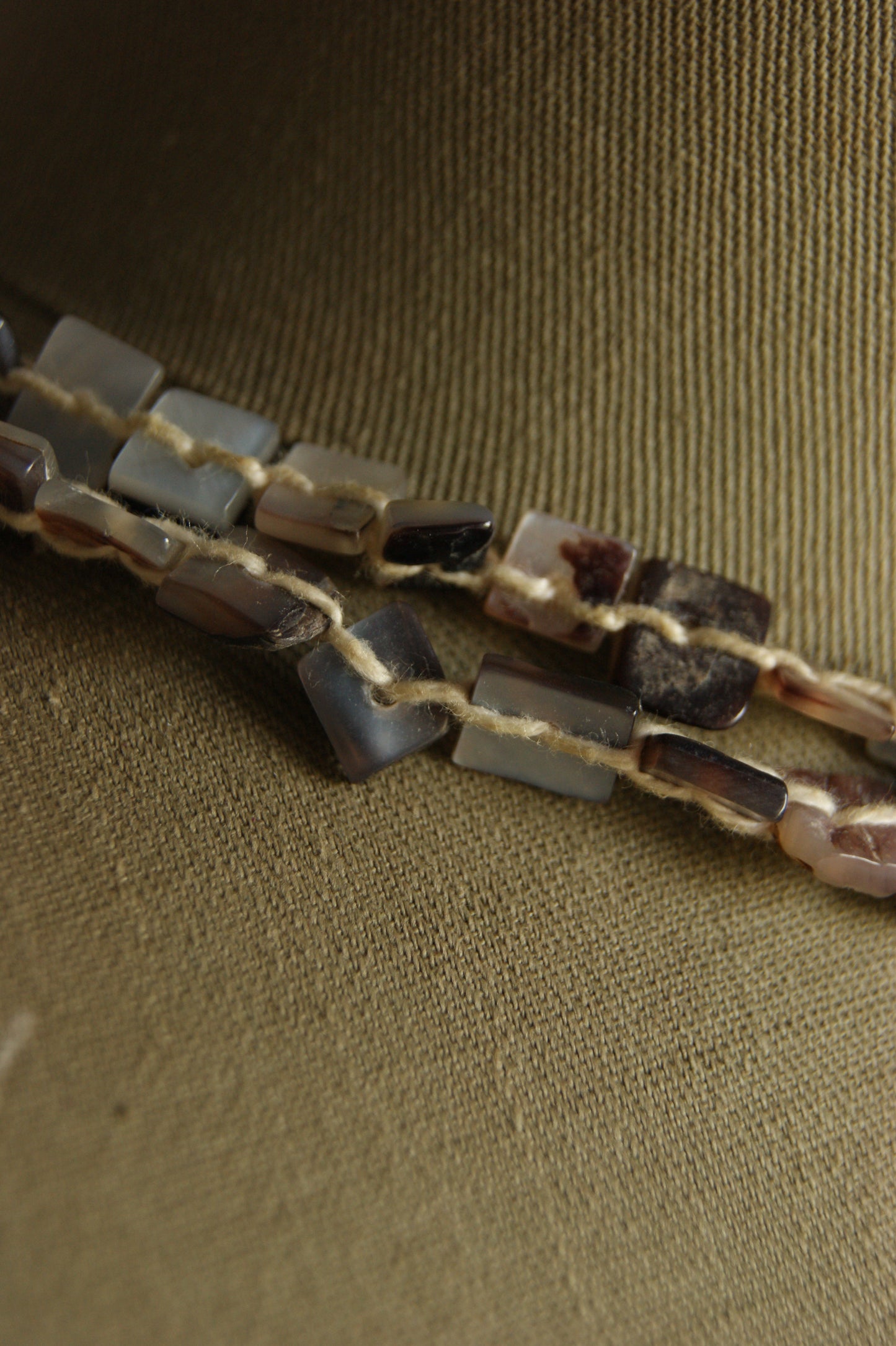 1970s Handcrafted Multi-Strand Stone & Shell Necklace