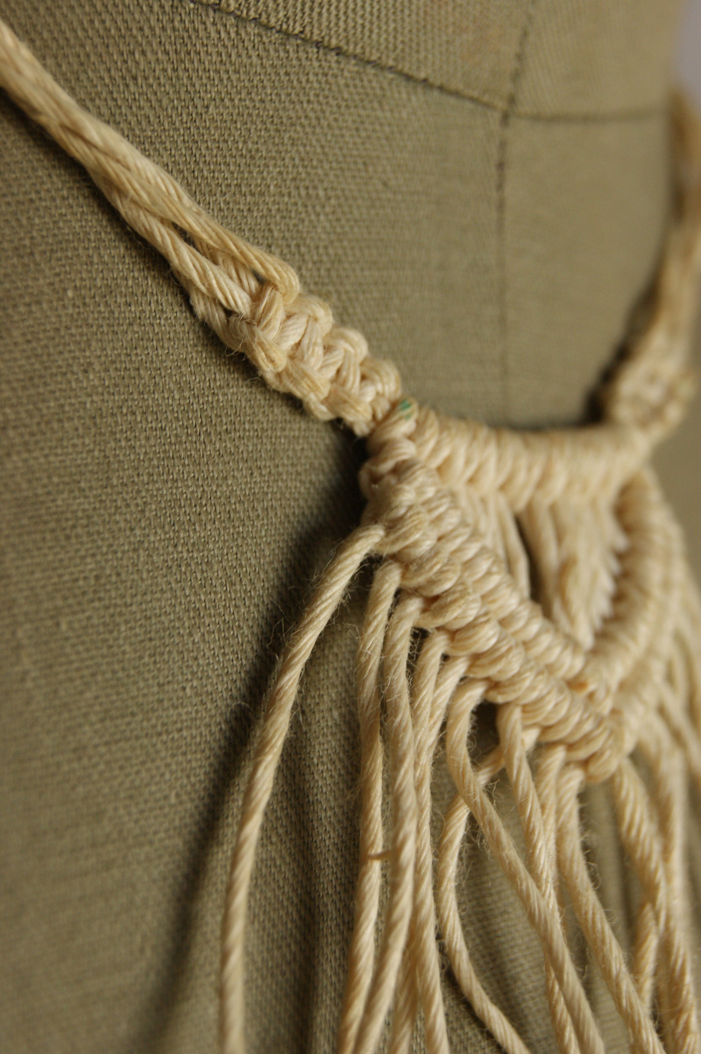 1980s Handcrafted Shell & Macramé Tassel Necklace
