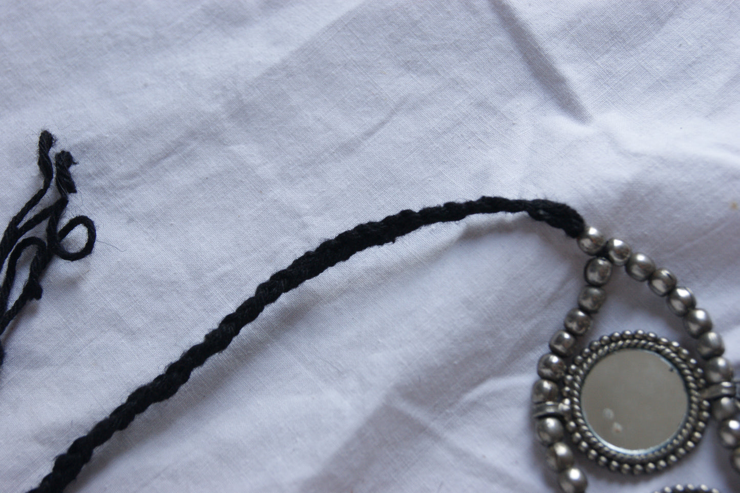 Antique Indian Multi-Wear Silver Choker with Mirror Work & Carnelian Beads