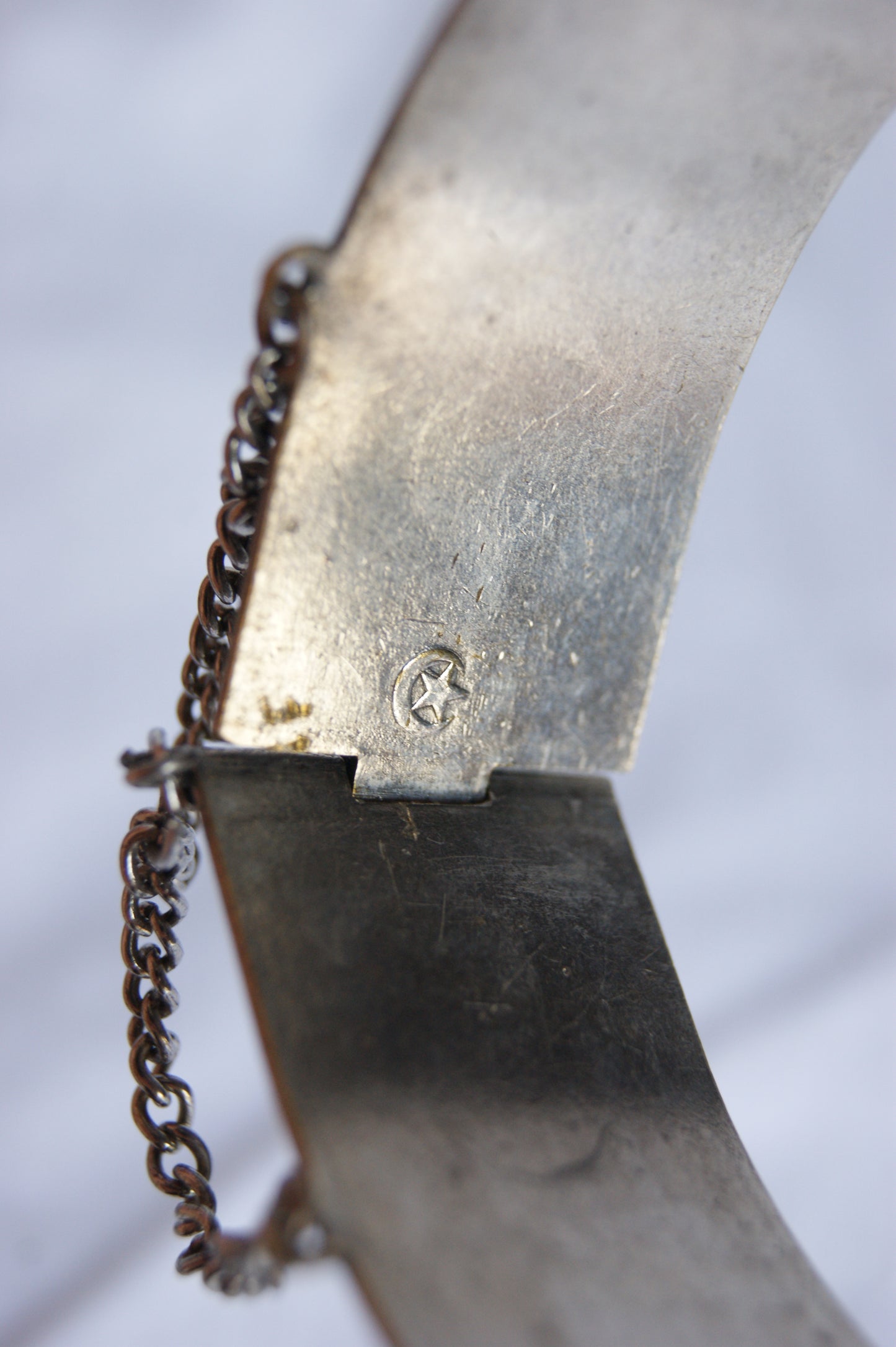 Antique Persian Traditional Silver-Plated Hinged Cuff Bracelet