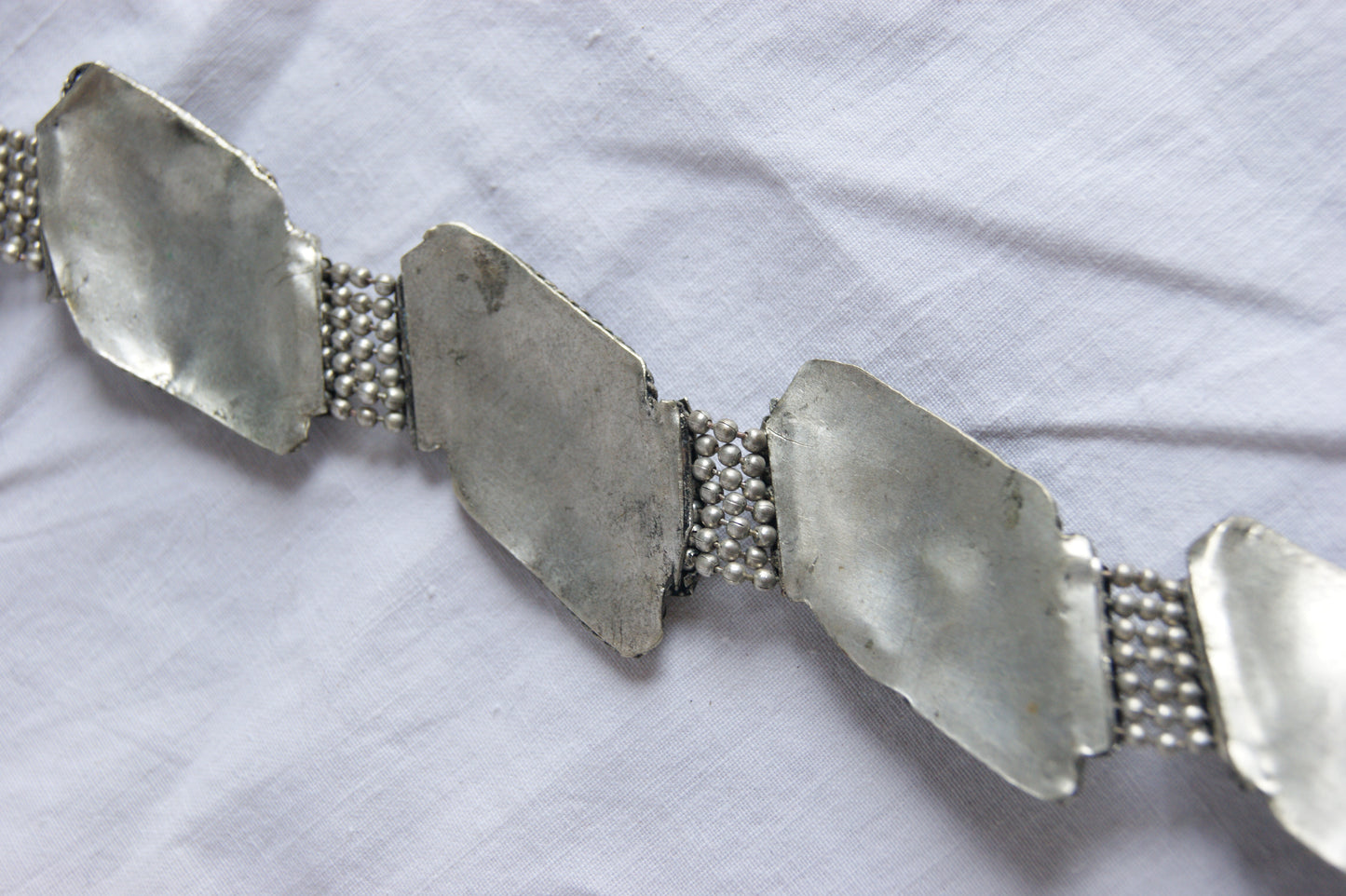 Antique Handcrafted Indian Silver-Plated Panel Bracelet