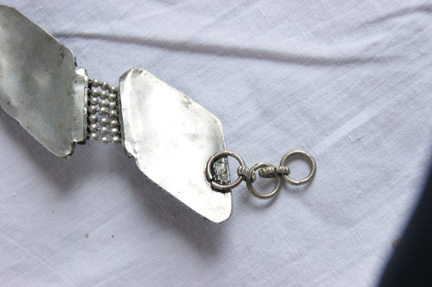 Antique Handcrafted Indian Silver-Plated Panel Bracelet