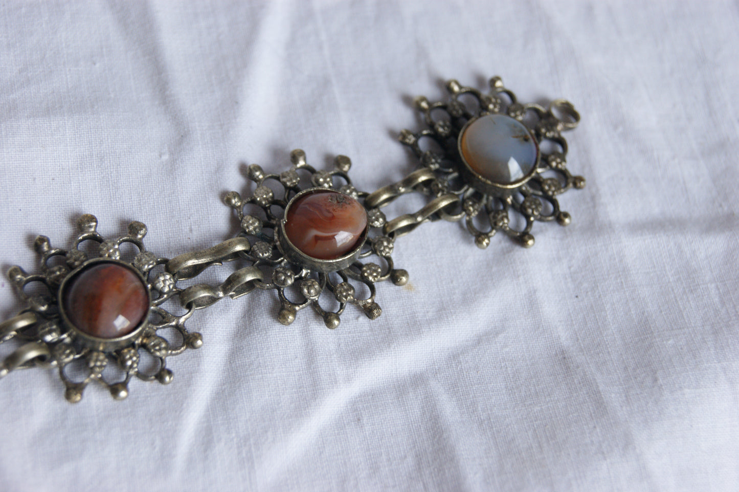 Antique Indian Traditional Silver-Plated Sunburst Bracelet